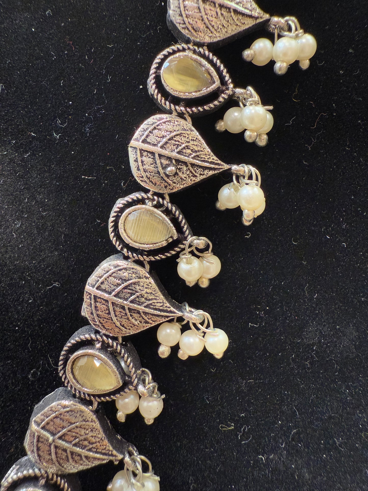 Oxidized Necklace With Pearl Drop Earrings In USA