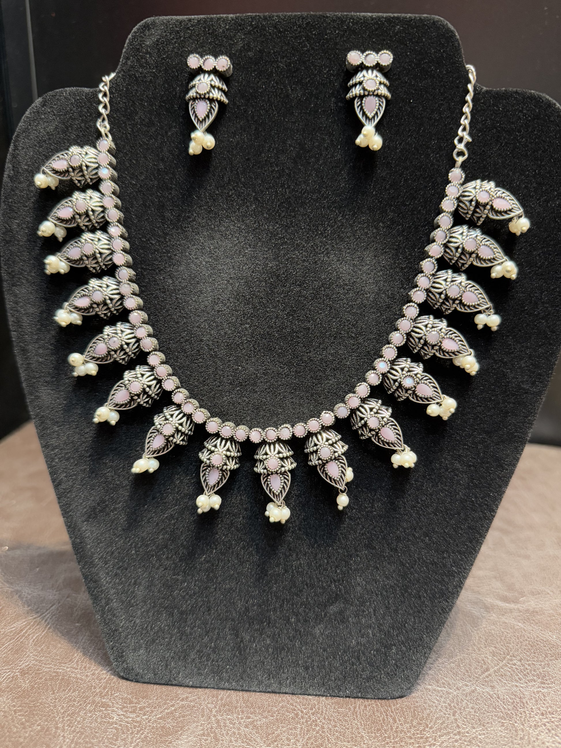 Oxidized Necklace Set With Earrings In Mesa