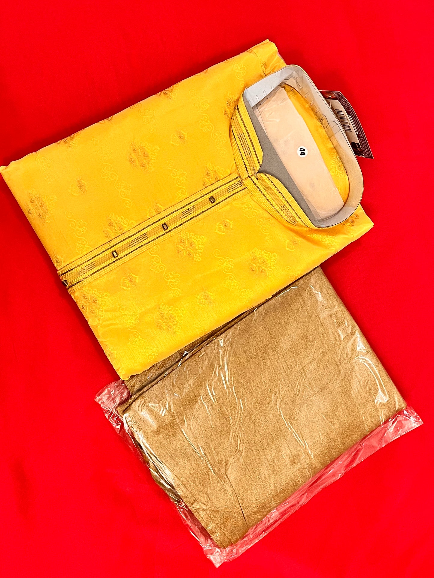 Gorgeous Yellow Color Jacquard Silk Embroidery Work Men's Kurta