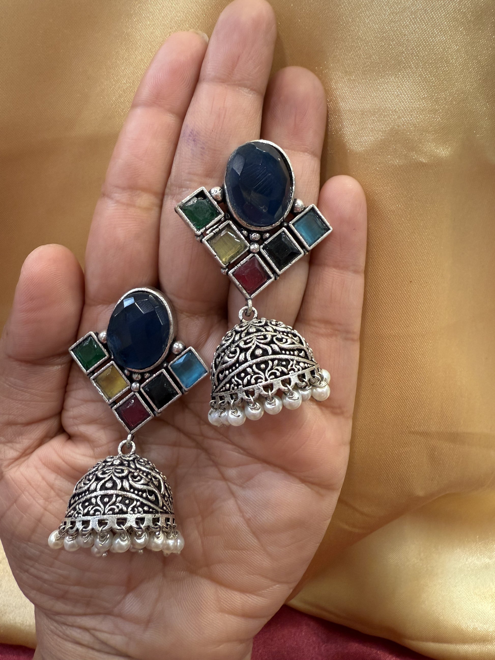 Multicolor Jhumka Designer Oxidized Earrings For Women In USA