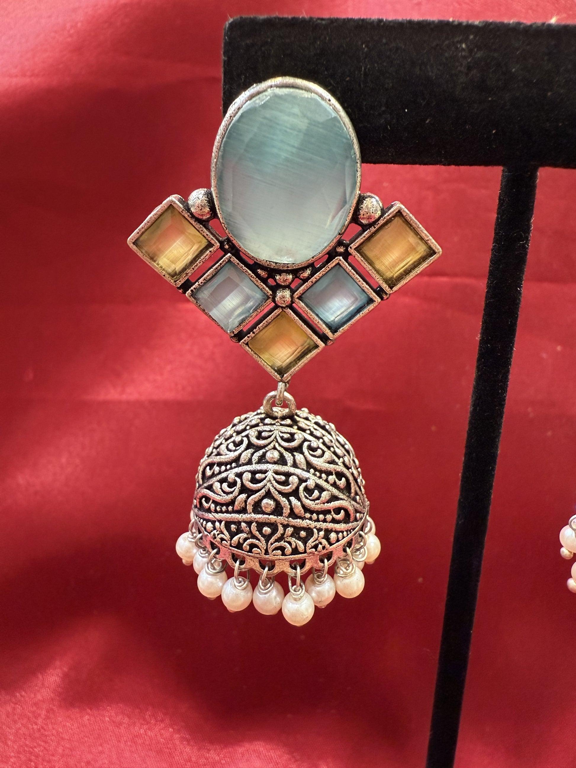 Alluring Stone Jhumka  Designer Oxidized Earrings For Women In Yuma