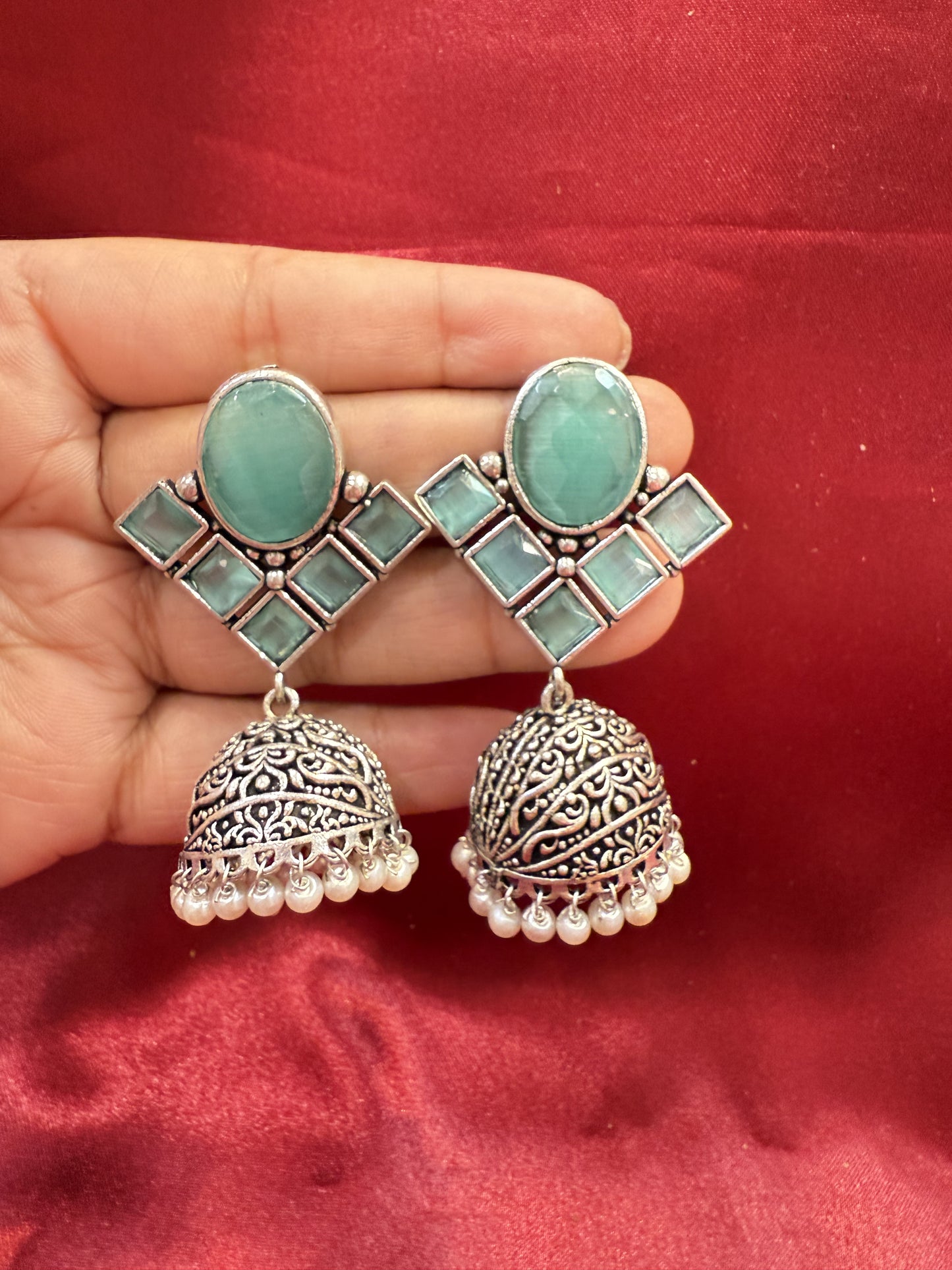 Green Stone Jhumka Design In Tempe