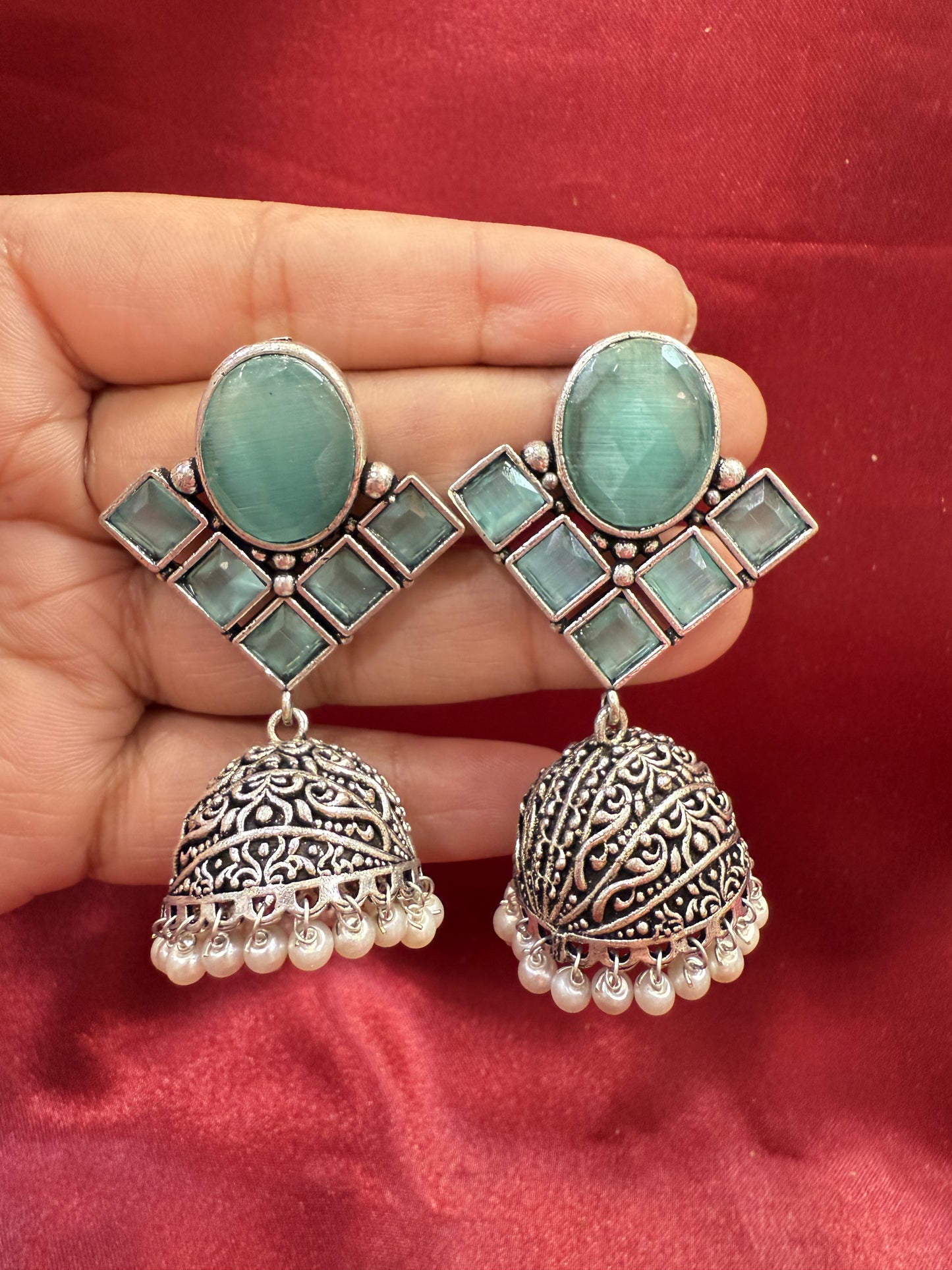 Green Stone Jhumka Design In Chandler