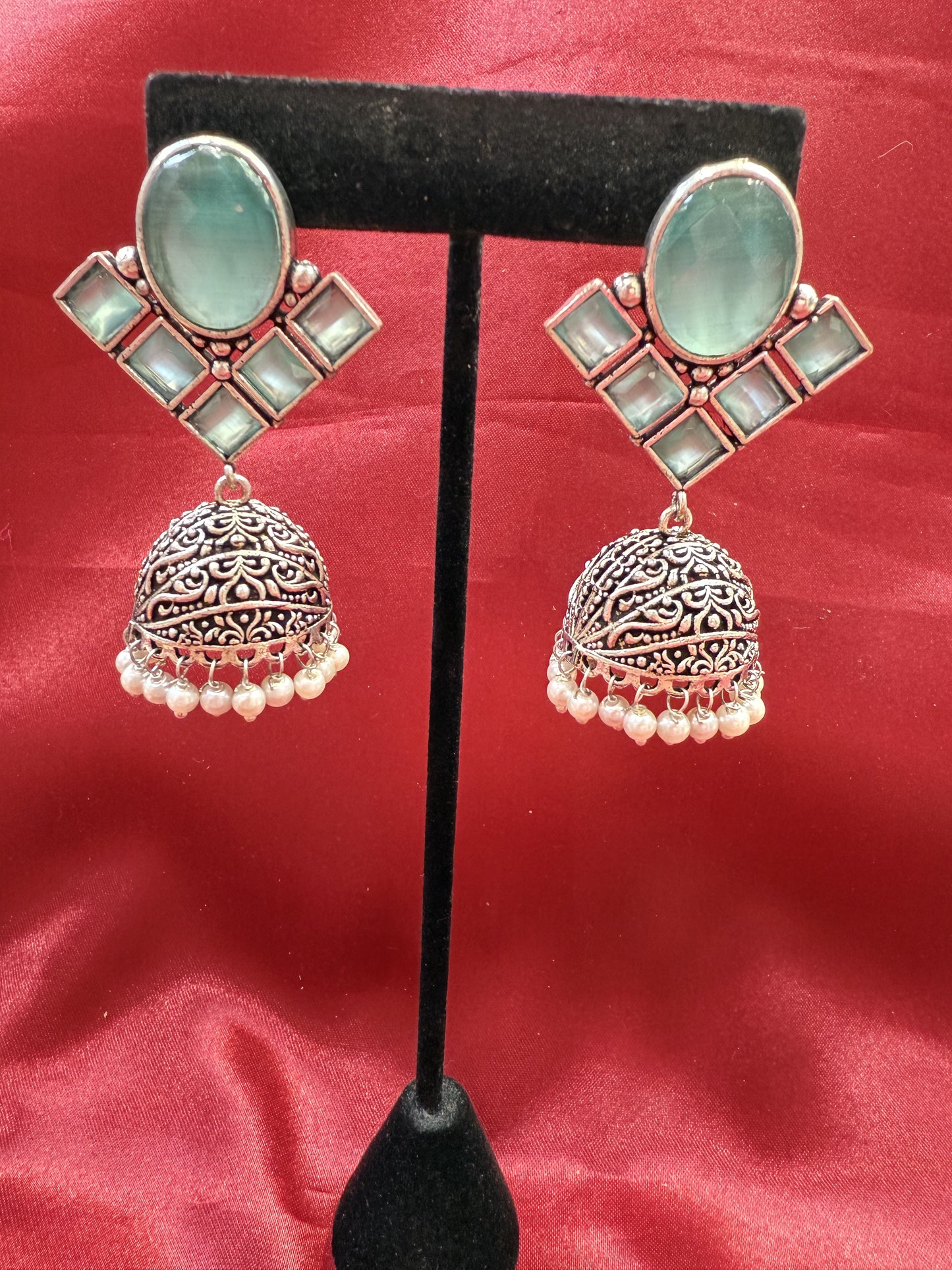 Light Green Stone Jhumka Design In USA
