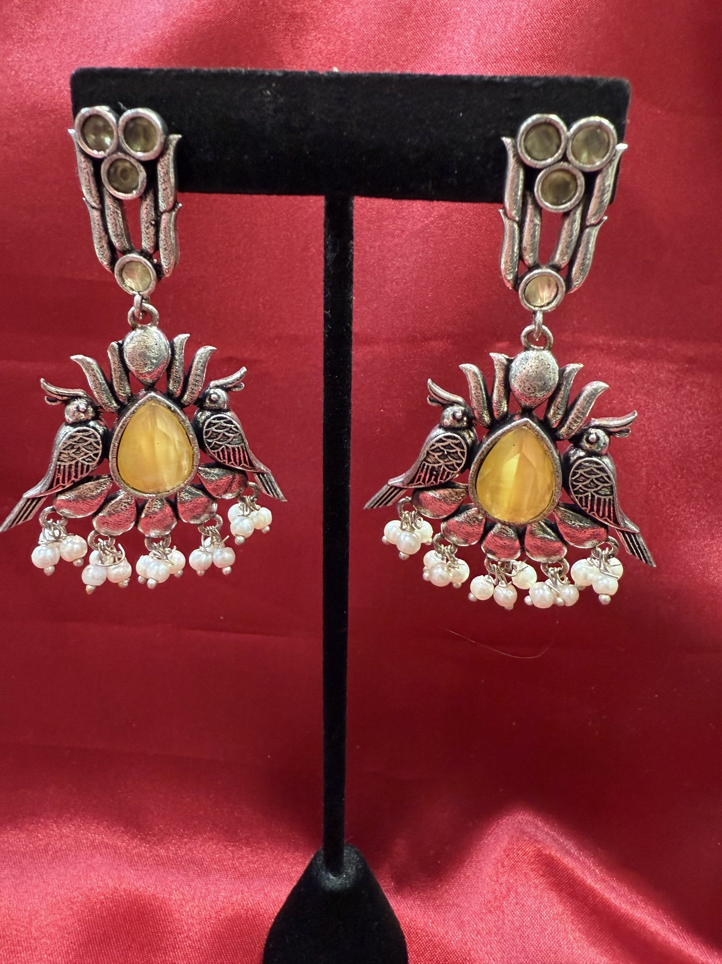 Bird Design Oxidized With Beads Earrings Near Me