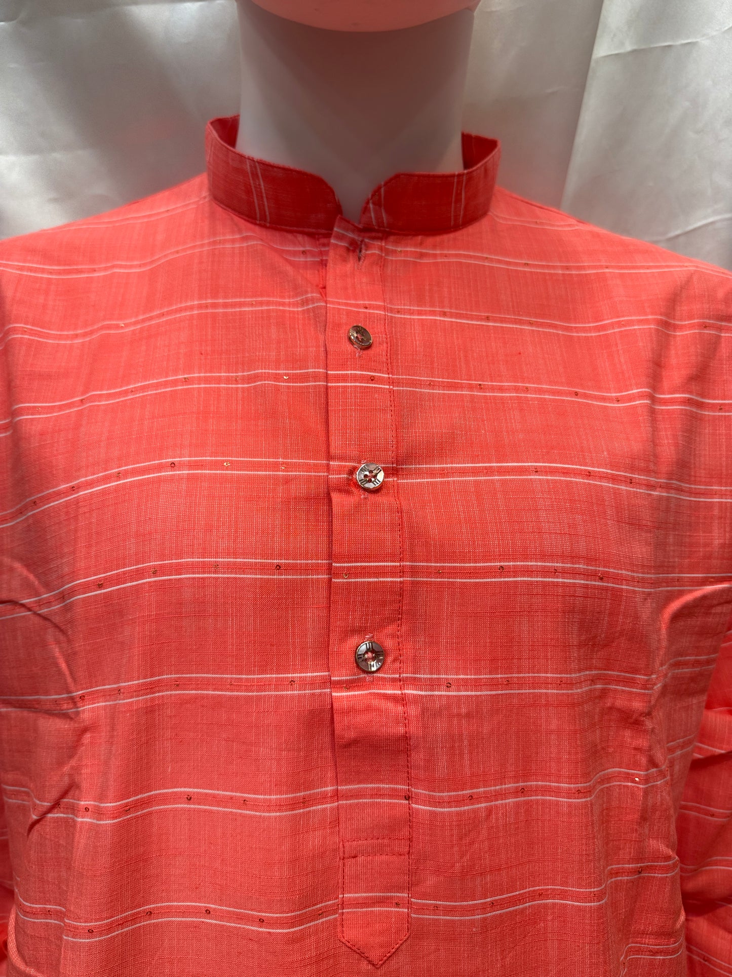 Alluring Pink Color Cotton Kurta With Pajama For Men