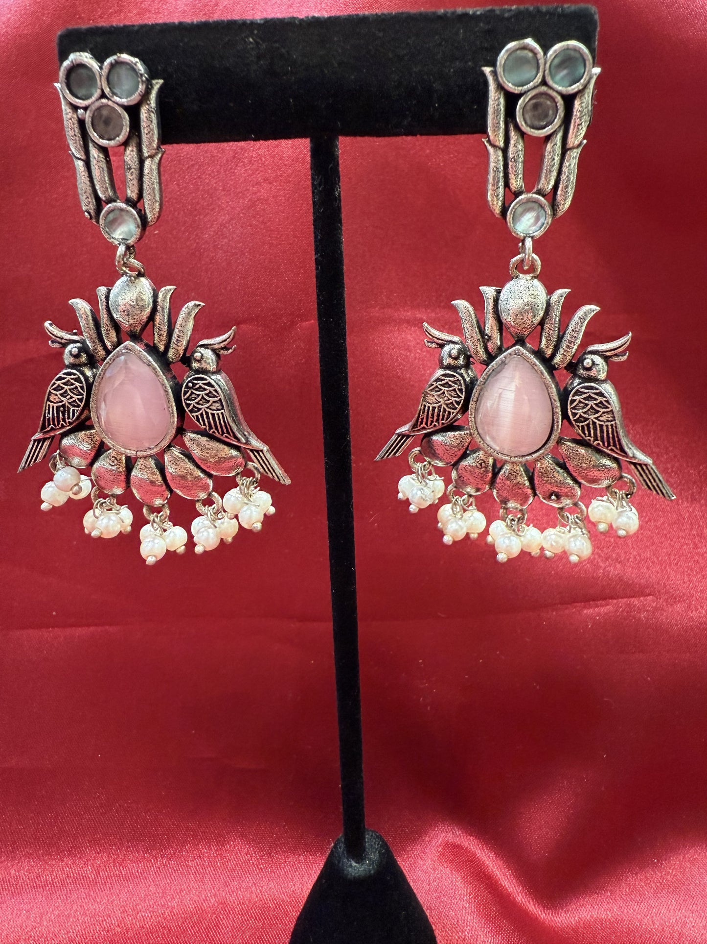 Stone Bird Design Beads Earrings Near Me