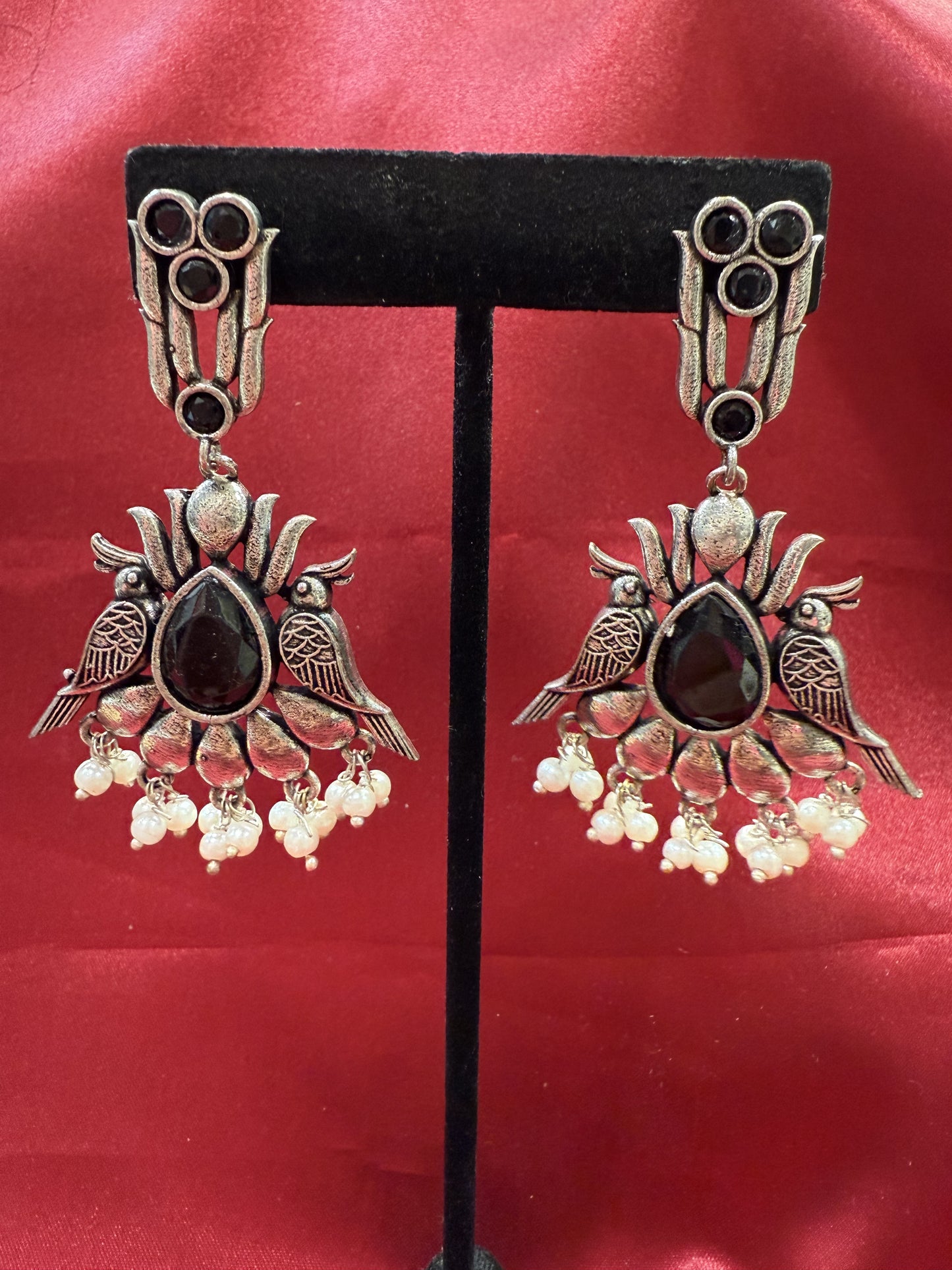 Bird Design Oxidized With Beads Earrings Near Me
