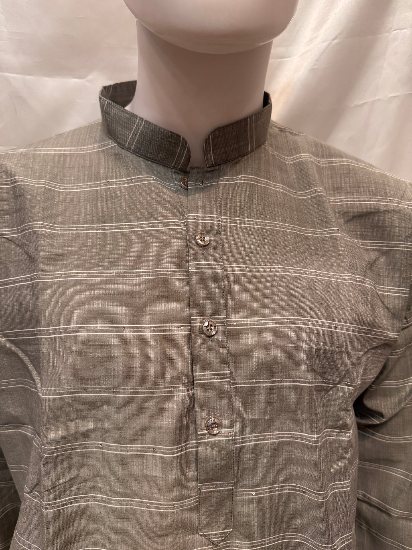 Marvelous Gray Color Cotton Kurta With Pajama For Men