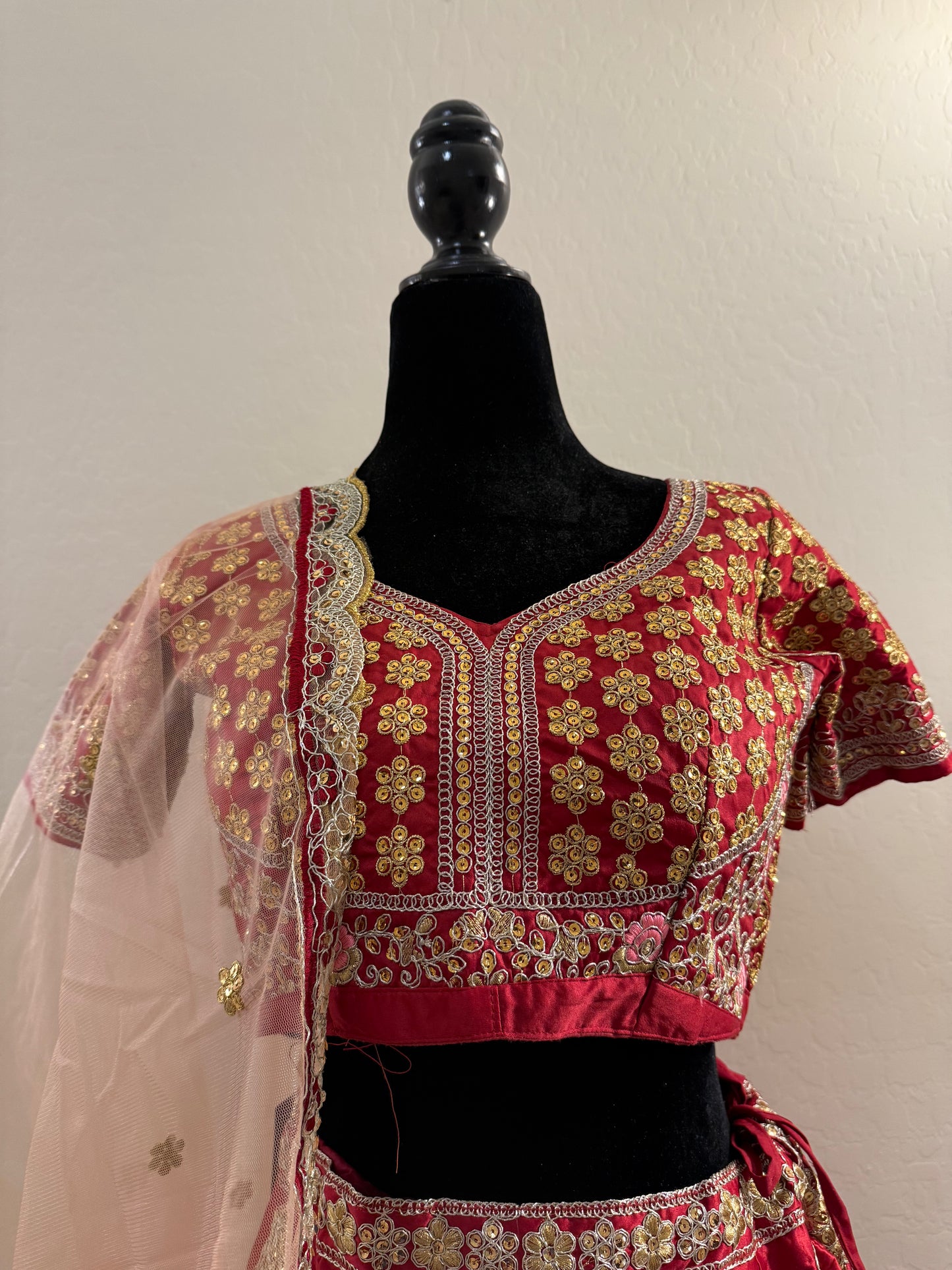 Elegant Maroon Color Malay Satin Silk Multi Needle Embroidery Work Lehenga Choli