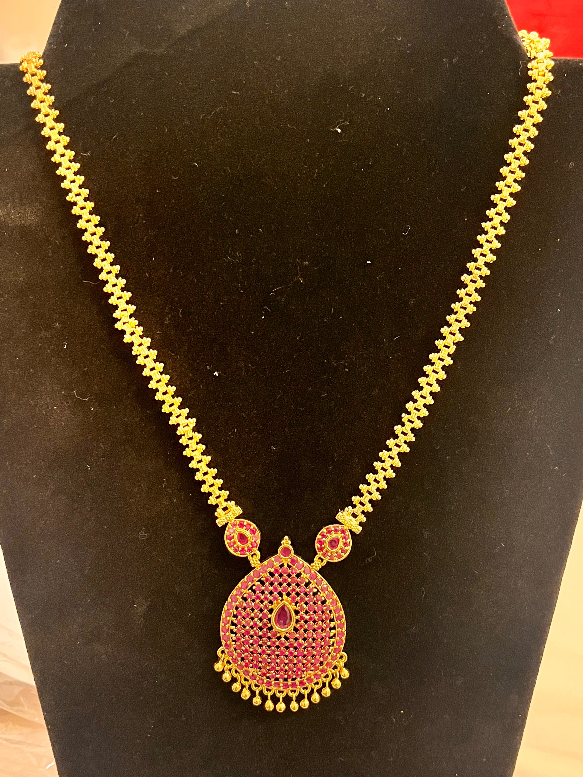 Pink Stone Long Necklace In USA
