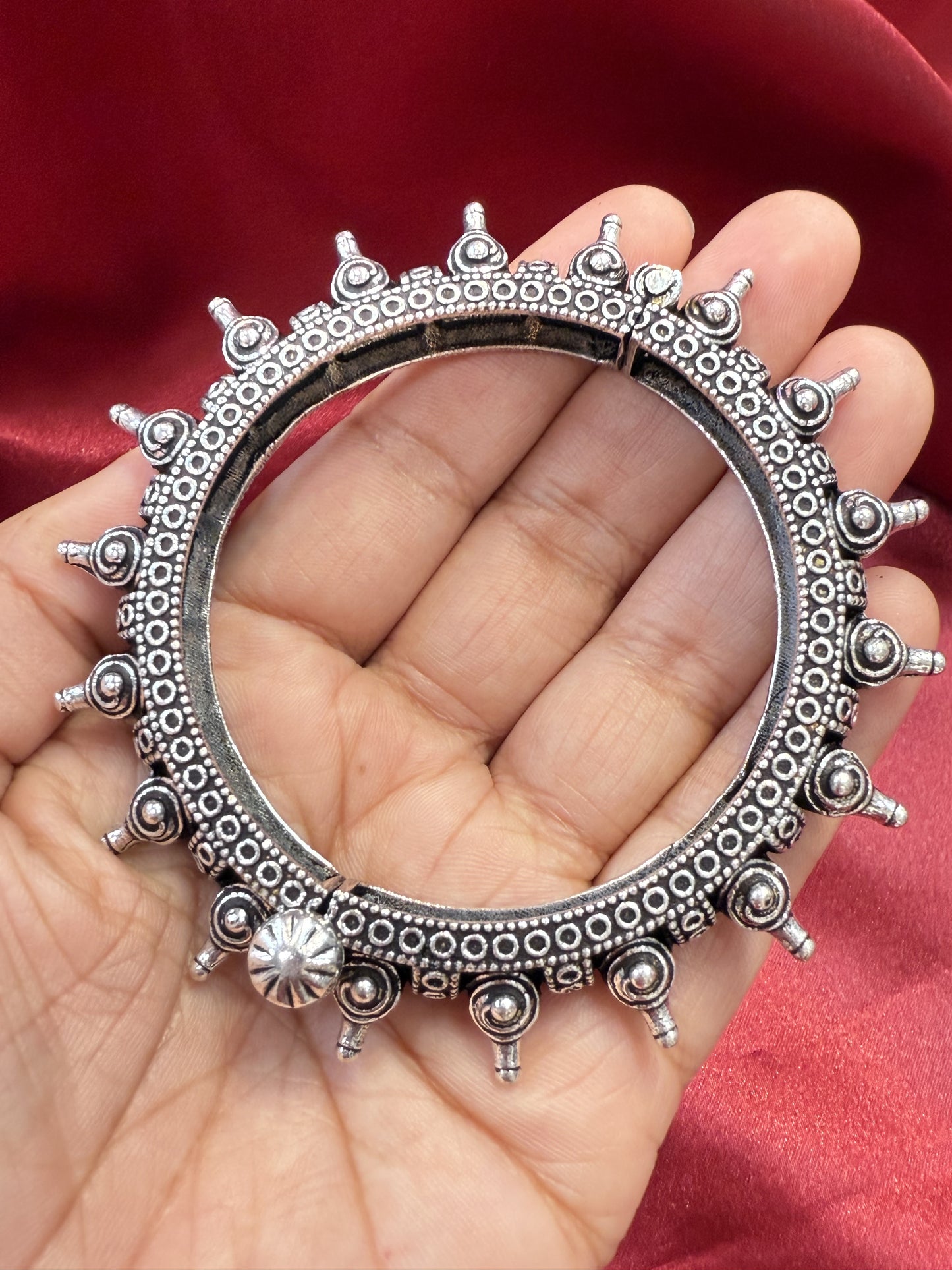 Silver Ethnic Open Bridal Kada Cuff Bracelet In USA