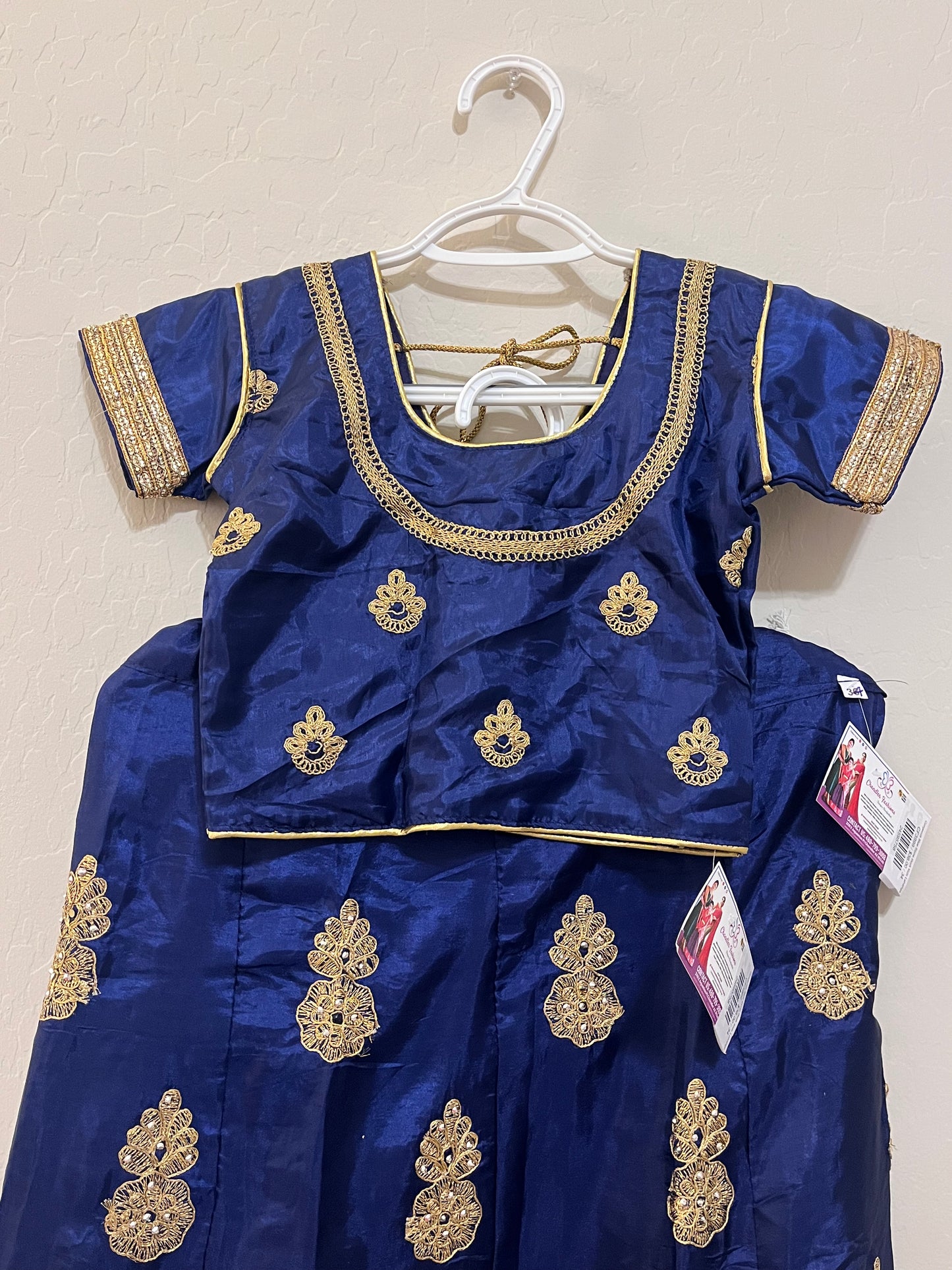Gorgeous Blue Colored Lehenga Choli For Kids With Stone Work