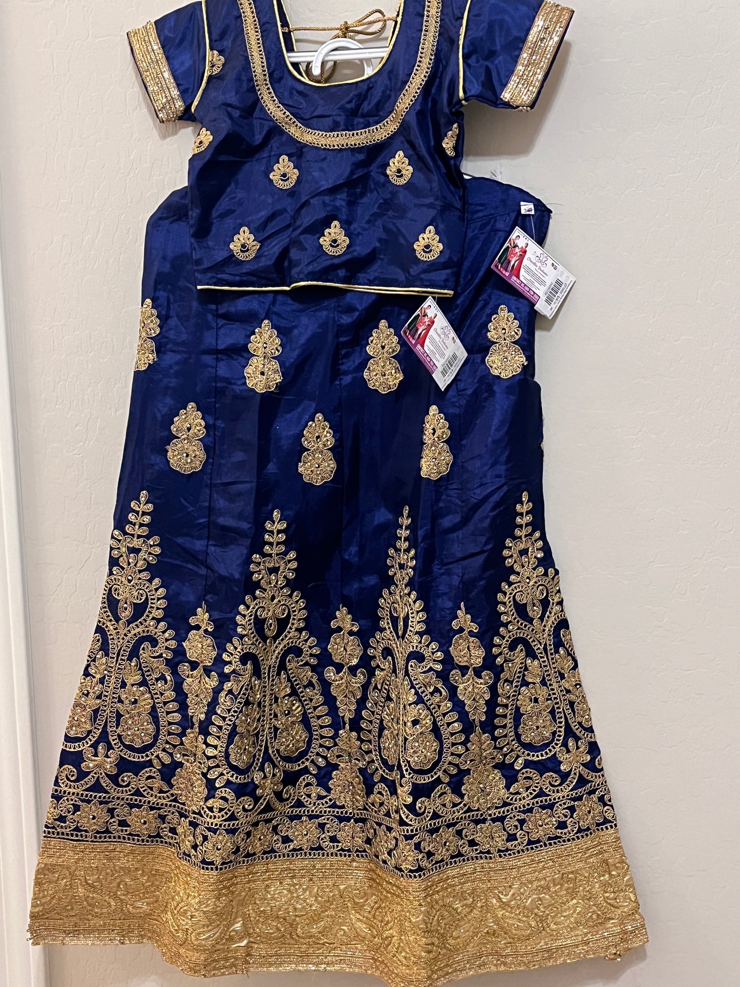 Gorgeous Blue Colored Lehenga Choli For Kids With Stone Work