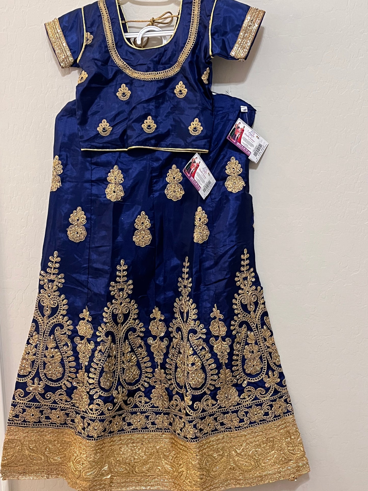 Gorgeous Blue Colored Lehenga Choli For Kids With Stone Work