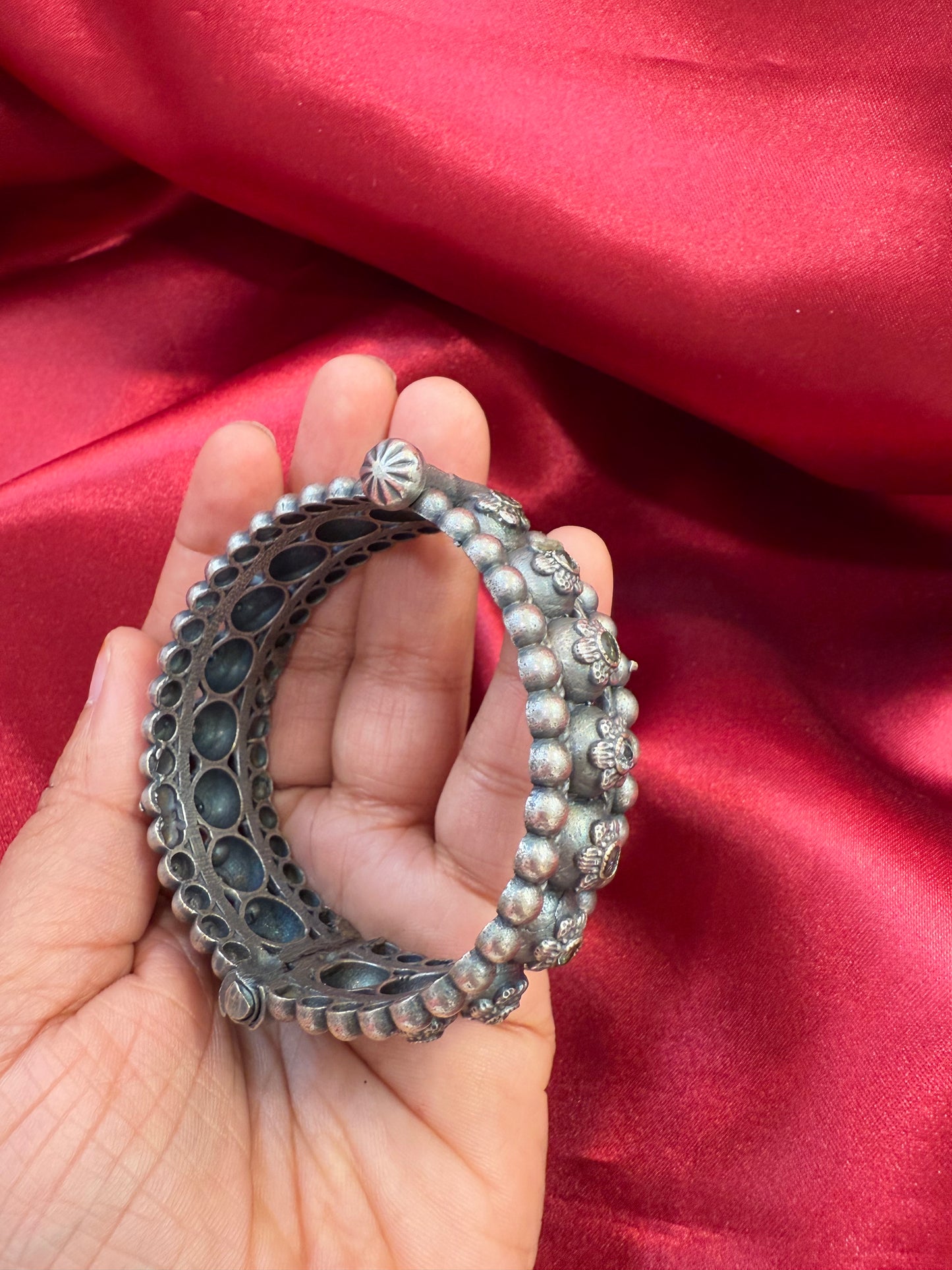 Trendy Tribal Oxidized Silver Ethnic Open Bridal Kada Cuff Bracelet