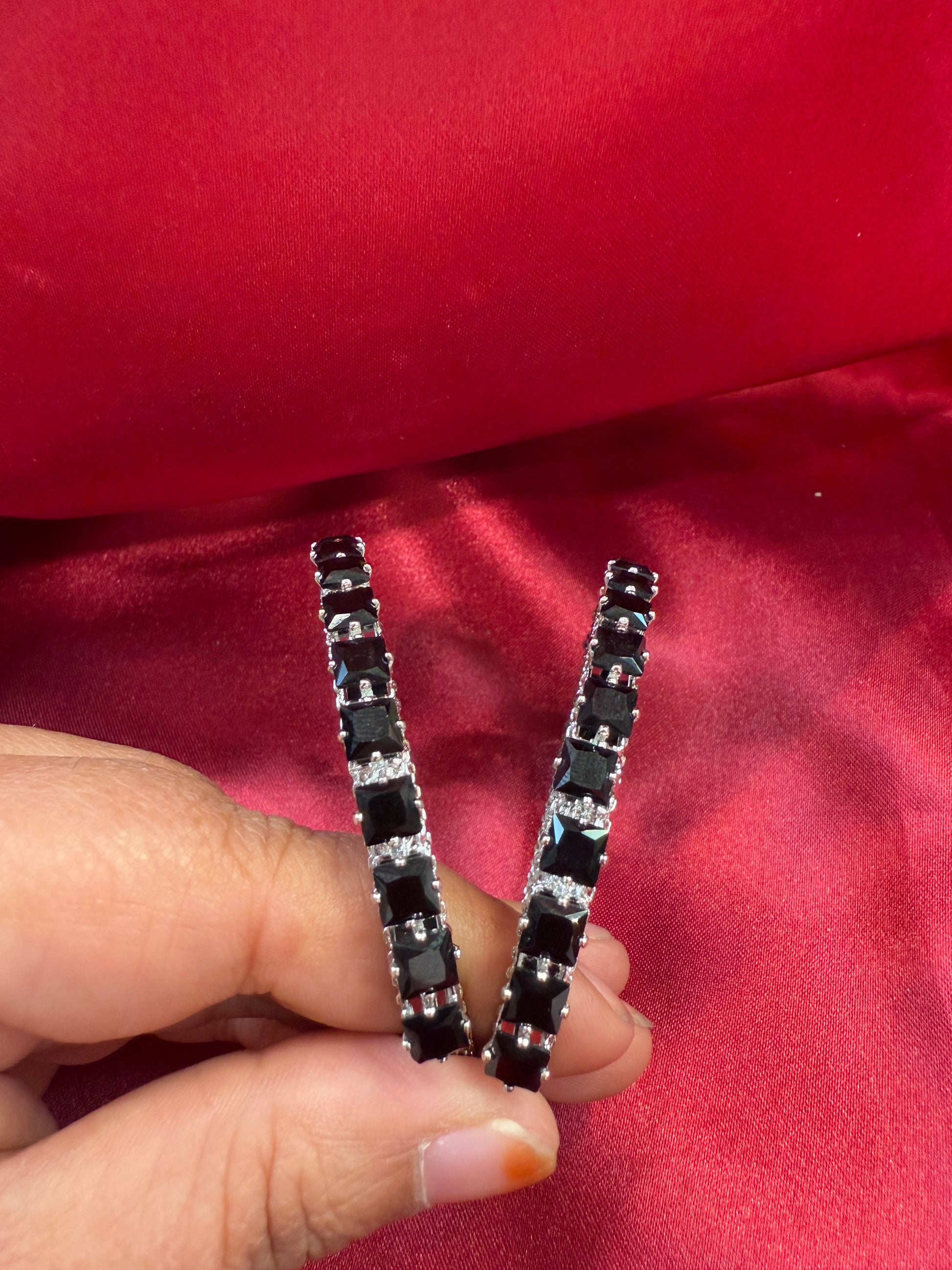 Appealing Tribal Oxidized Silver Ethnic Open Cuff Bracelet With Black Stone In Mesa