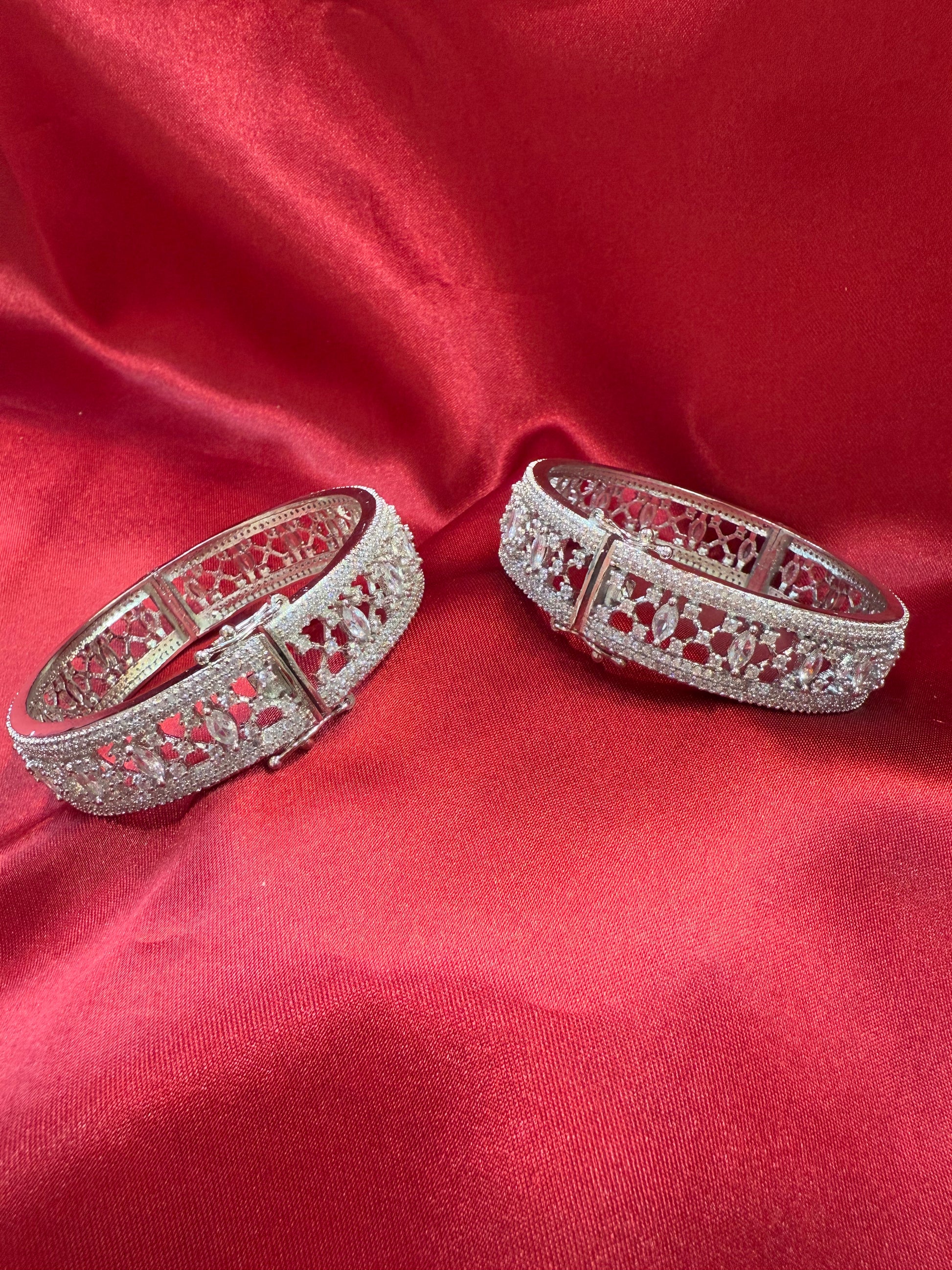 Dazzling White Color Design American Diamond Bangle Set In Chandler