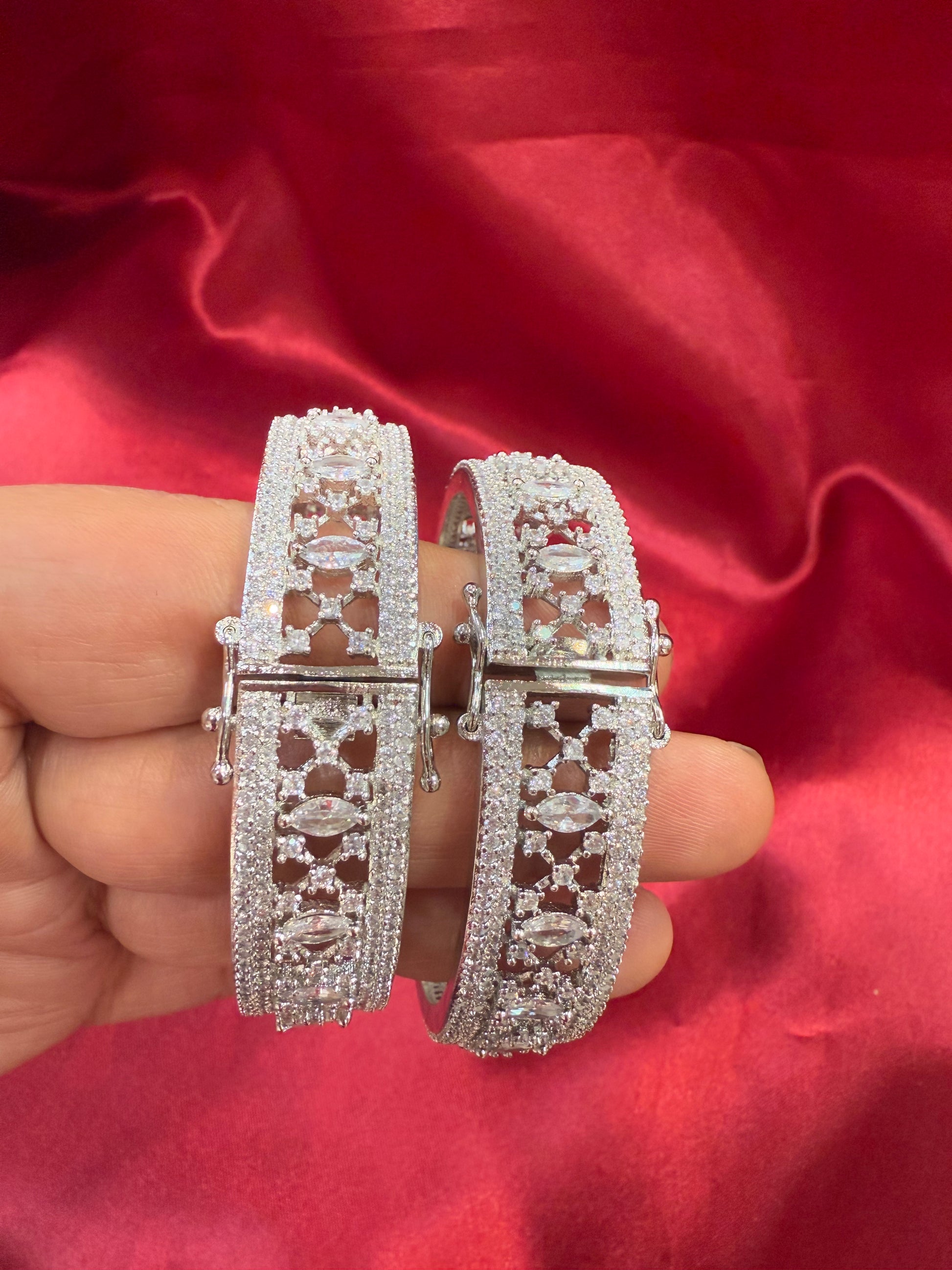 Dazzling White Color Design American Diamond Bangle Set Near Me