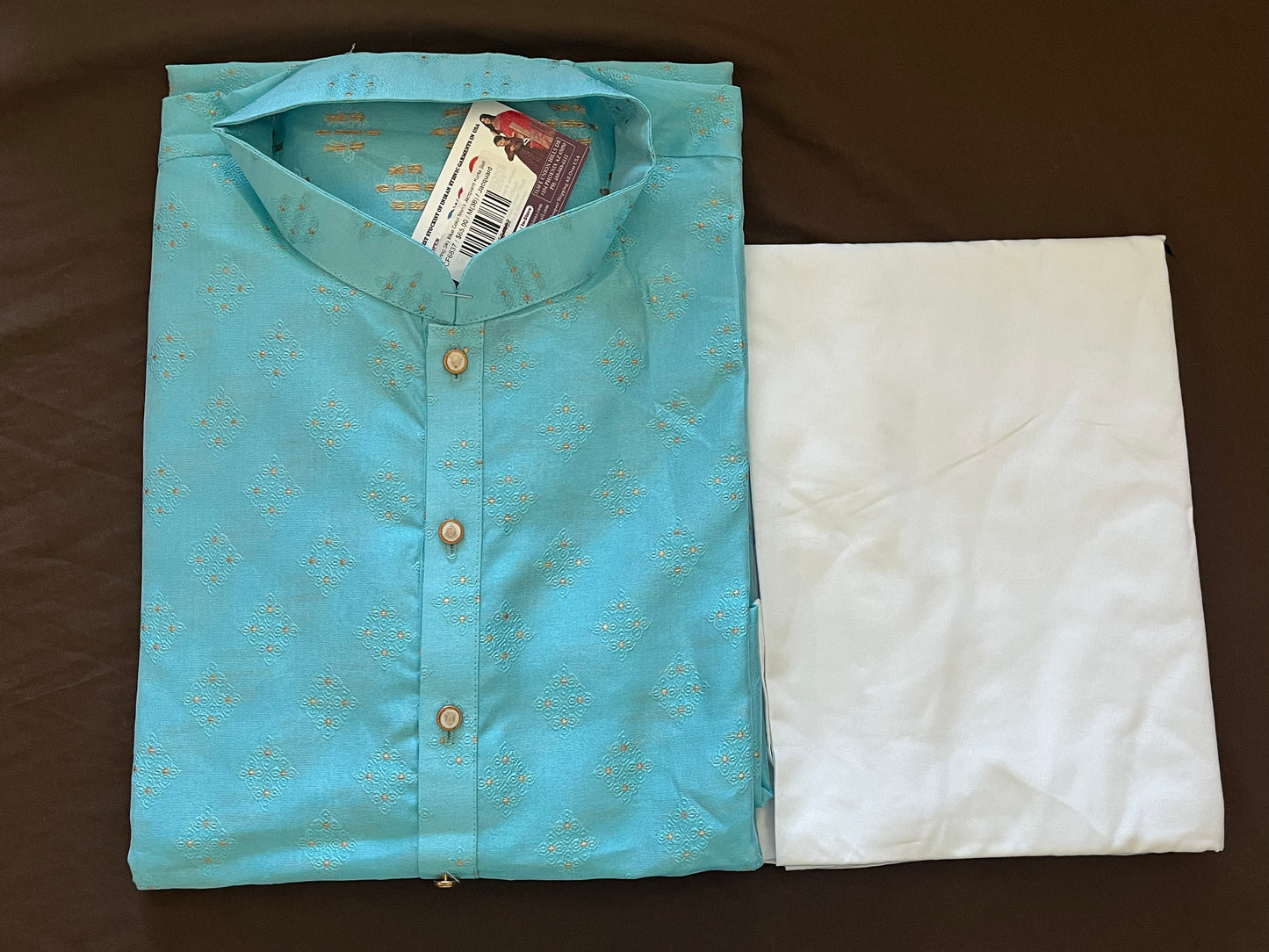 Alluring Sky Blue Color Men's Jacquard Kurta Suit