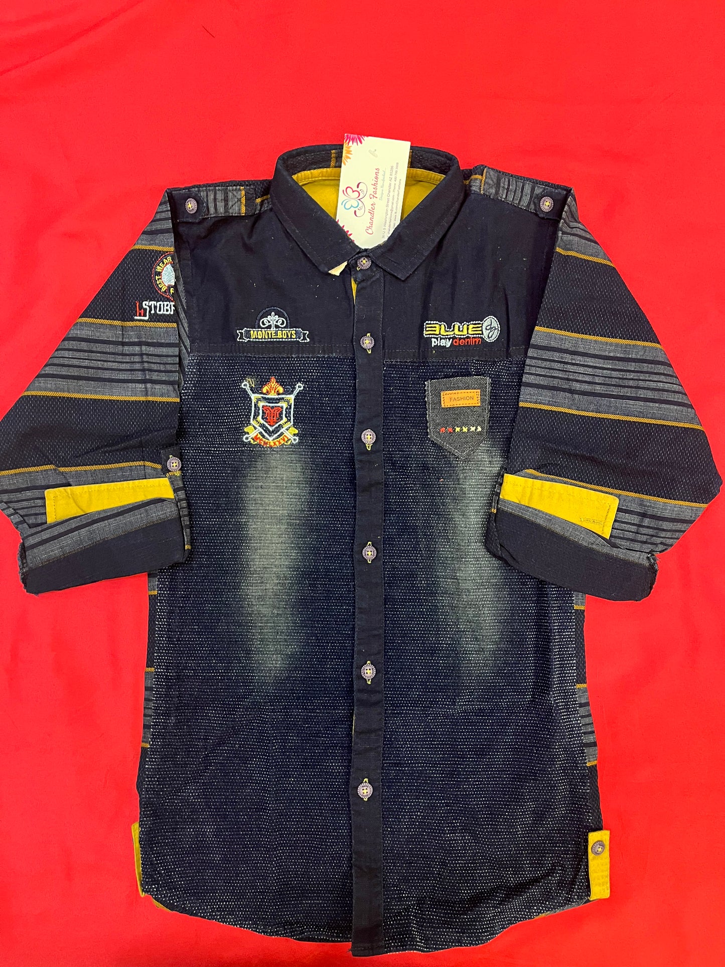 Alluring Navy Blue Color Shirt With Full Sleeve For Boys