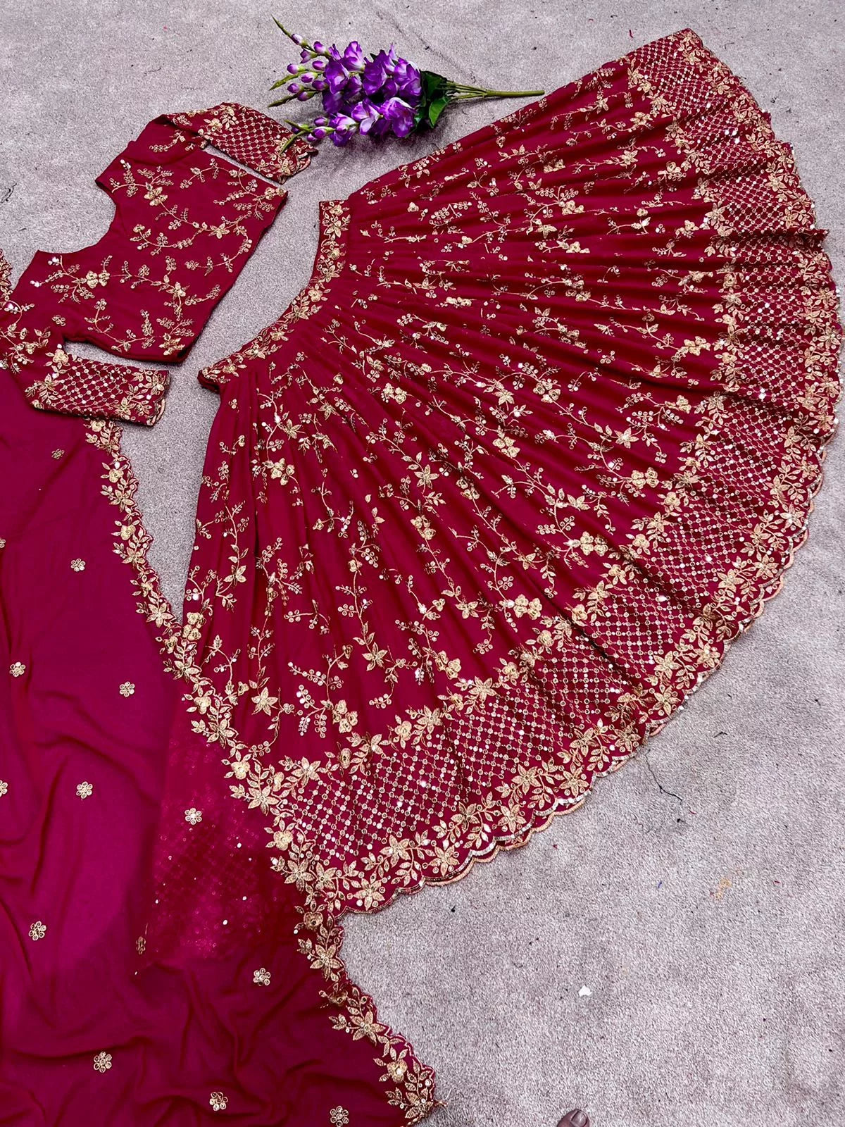 Stunning Purple Color Sequins Work Lehenga Choli In Tempe