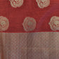 Beautiful Red Organza Silk Saree With Golden Jari Border In USA