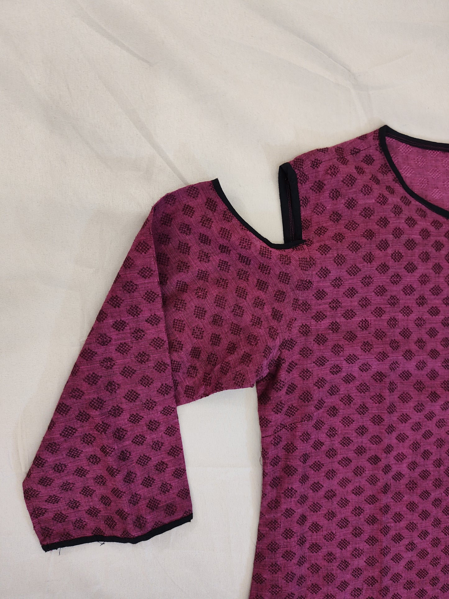 Simple Magenta Colored Kurti With Cold Shoulder