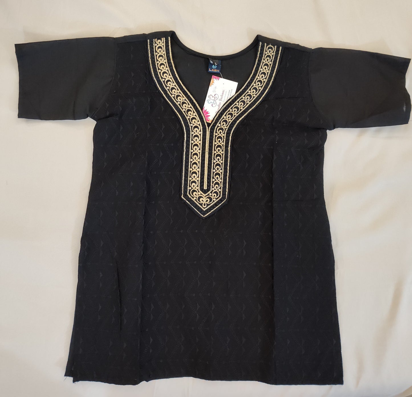 Attractive Black Color Short Top With Embroidery Work