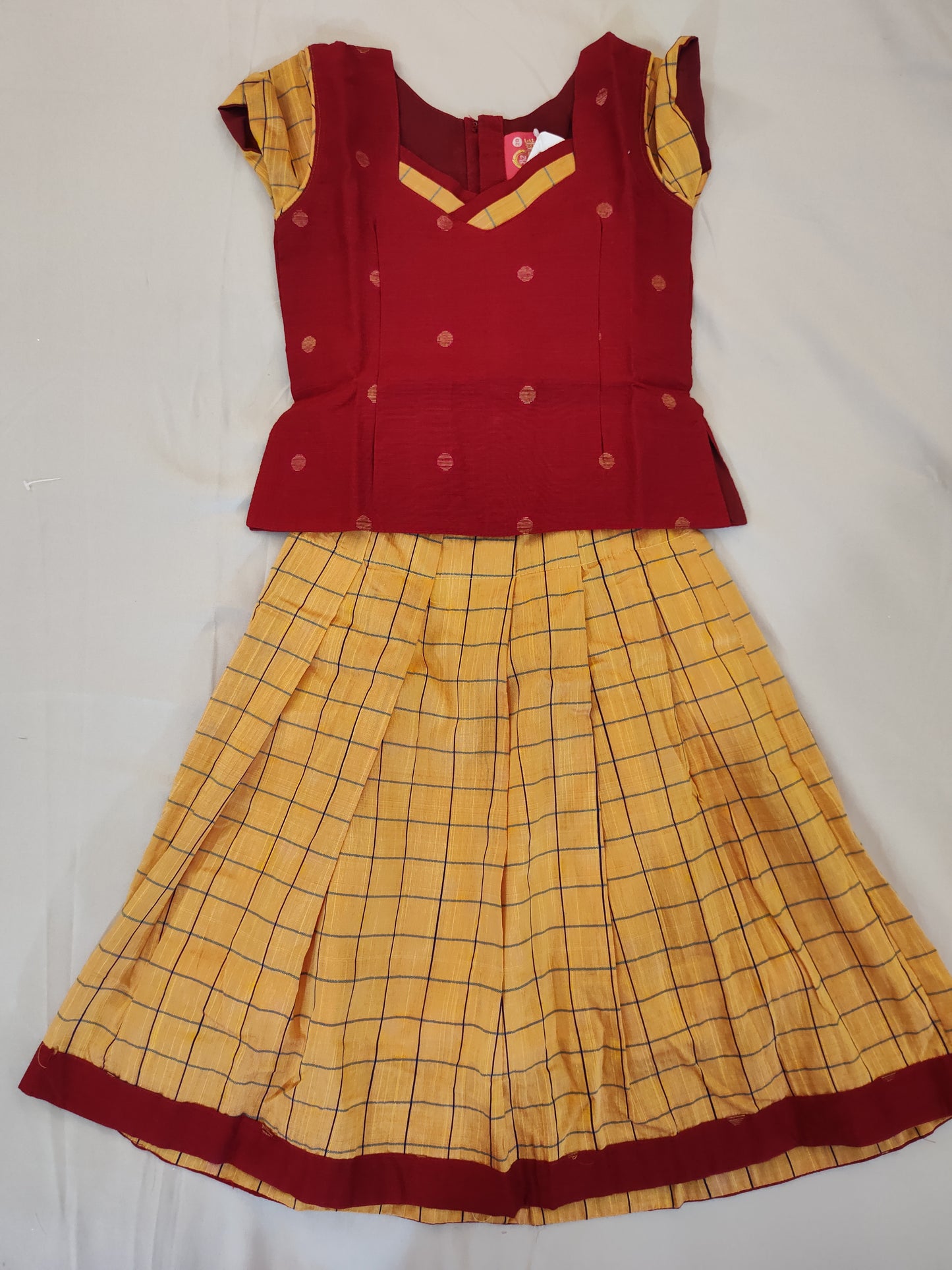 Gorgeous red Color Cotton Langa Set For Kids
