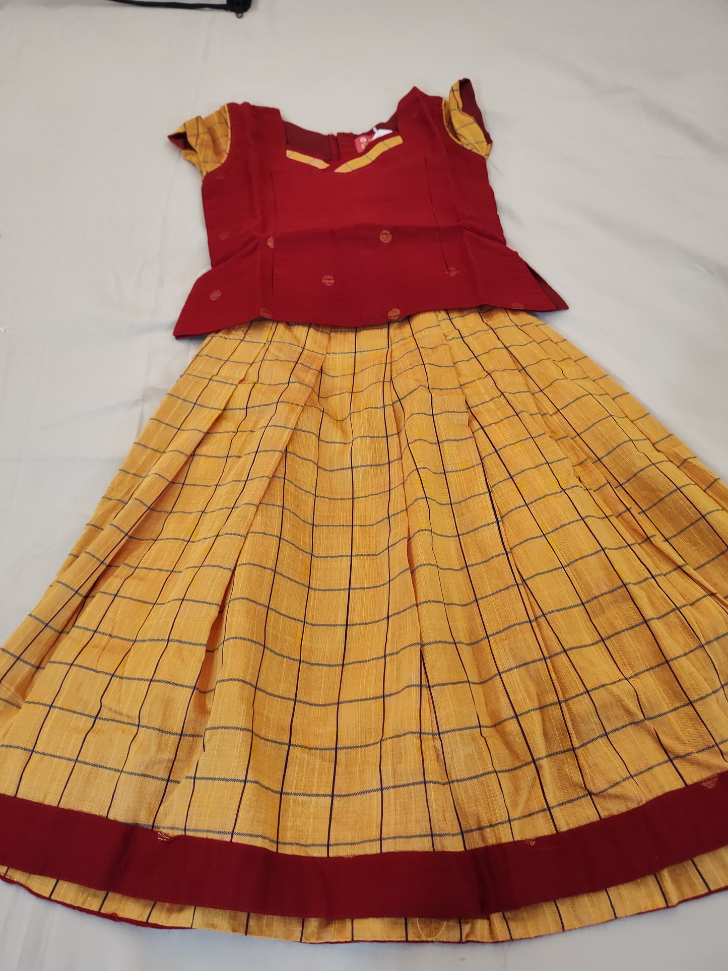 Gorgeous red Color Cotton Langa Set For Kids In USA