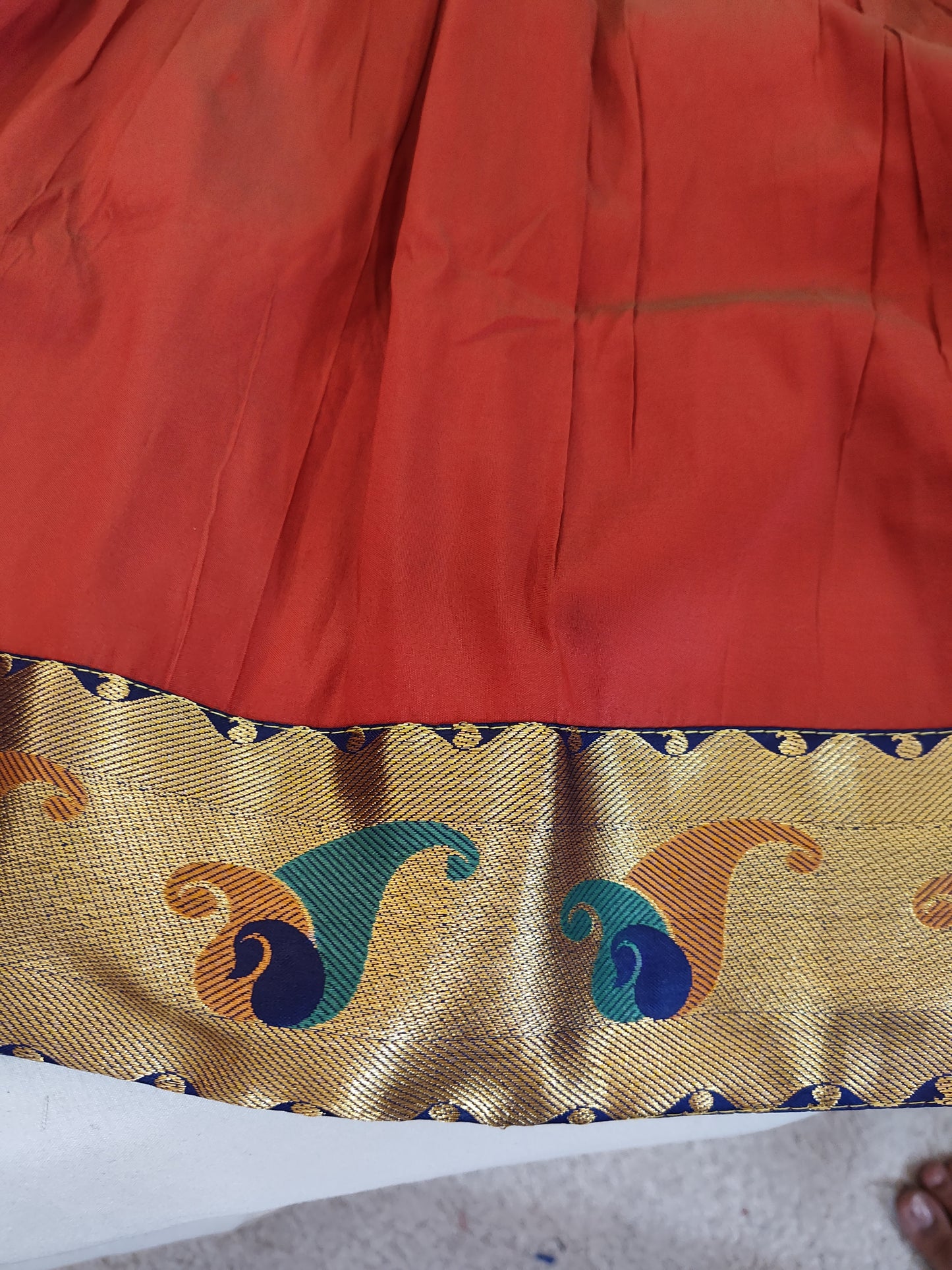 Parrot Green And Maroon Pattu Langa Set For Kids In Flagstaff