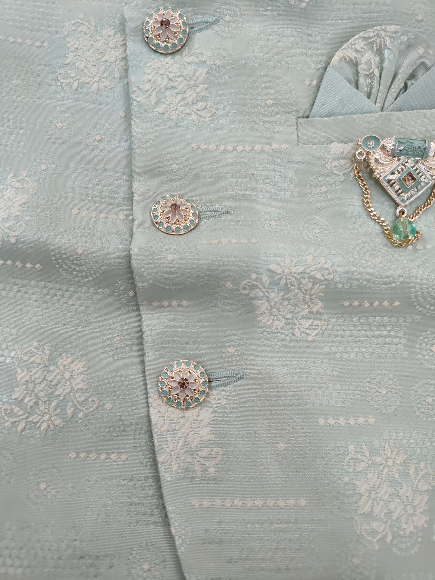 Appealing Light Green Color Kids Dhoti Style Pant With Brooch Pin In USA