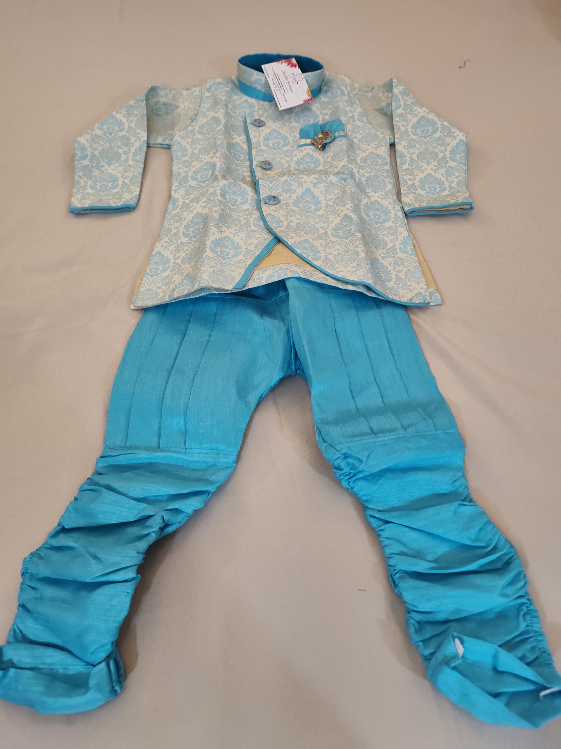 Fabulous Ethnic Kids Sky Blue Color Silk Kurta Pajama Set Near Me