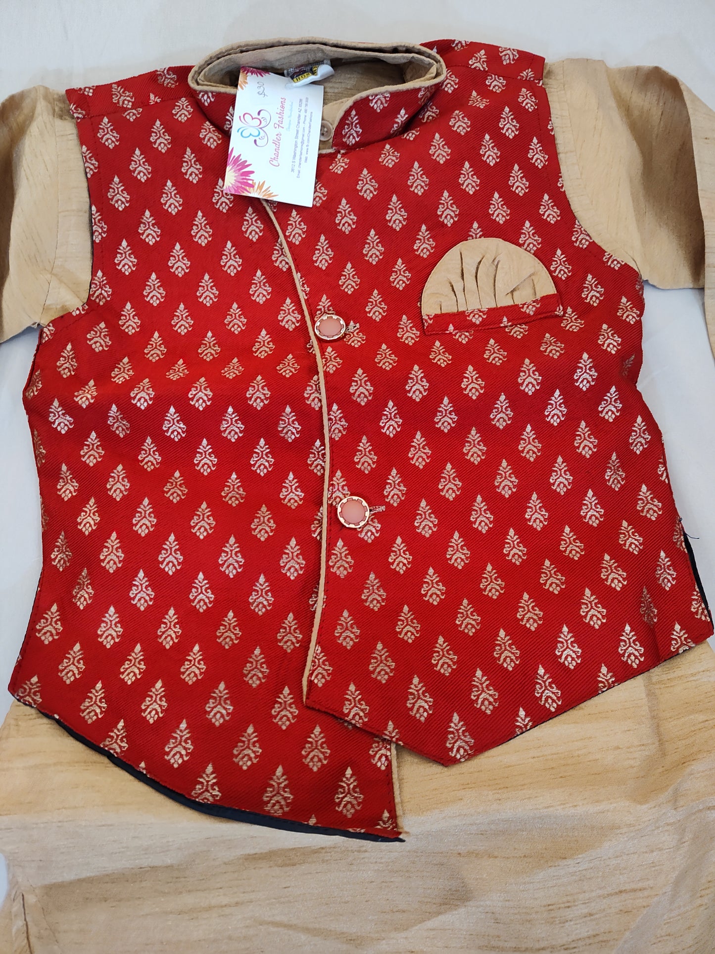 Red Color Kids Kurta With Dhoti Style Pant Near Me