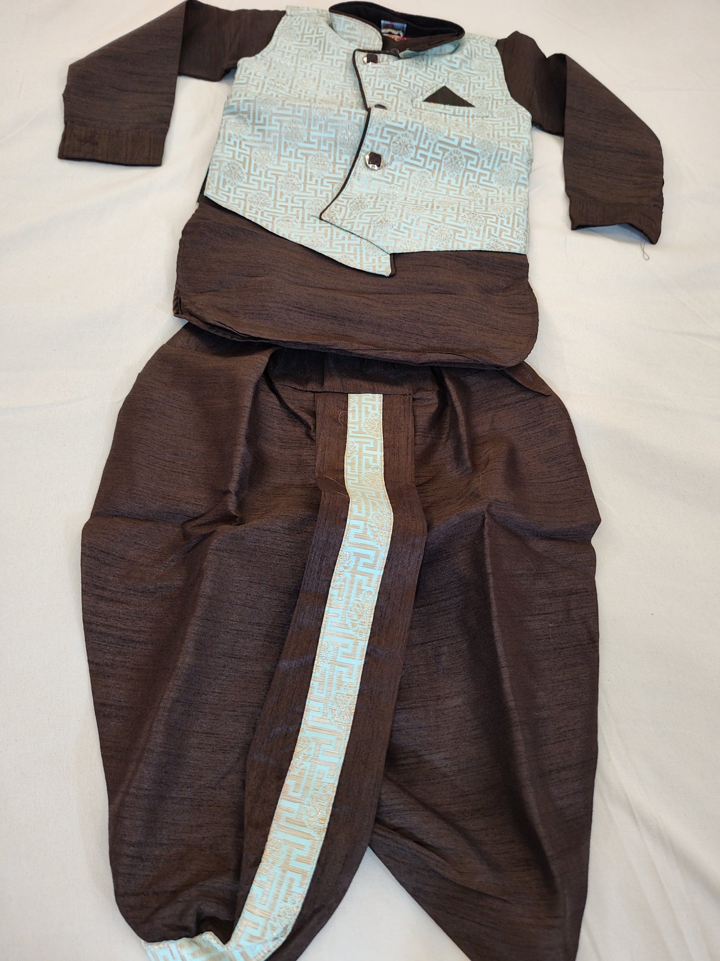 Alluring Party Wear Brown Color Boys Kurta Pajama Pant Near Me