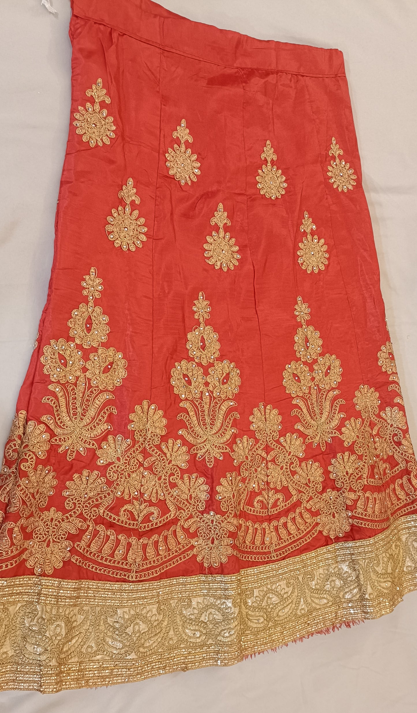 Gorgeous Orange Kids Lehanga Set With Embroidery In USA