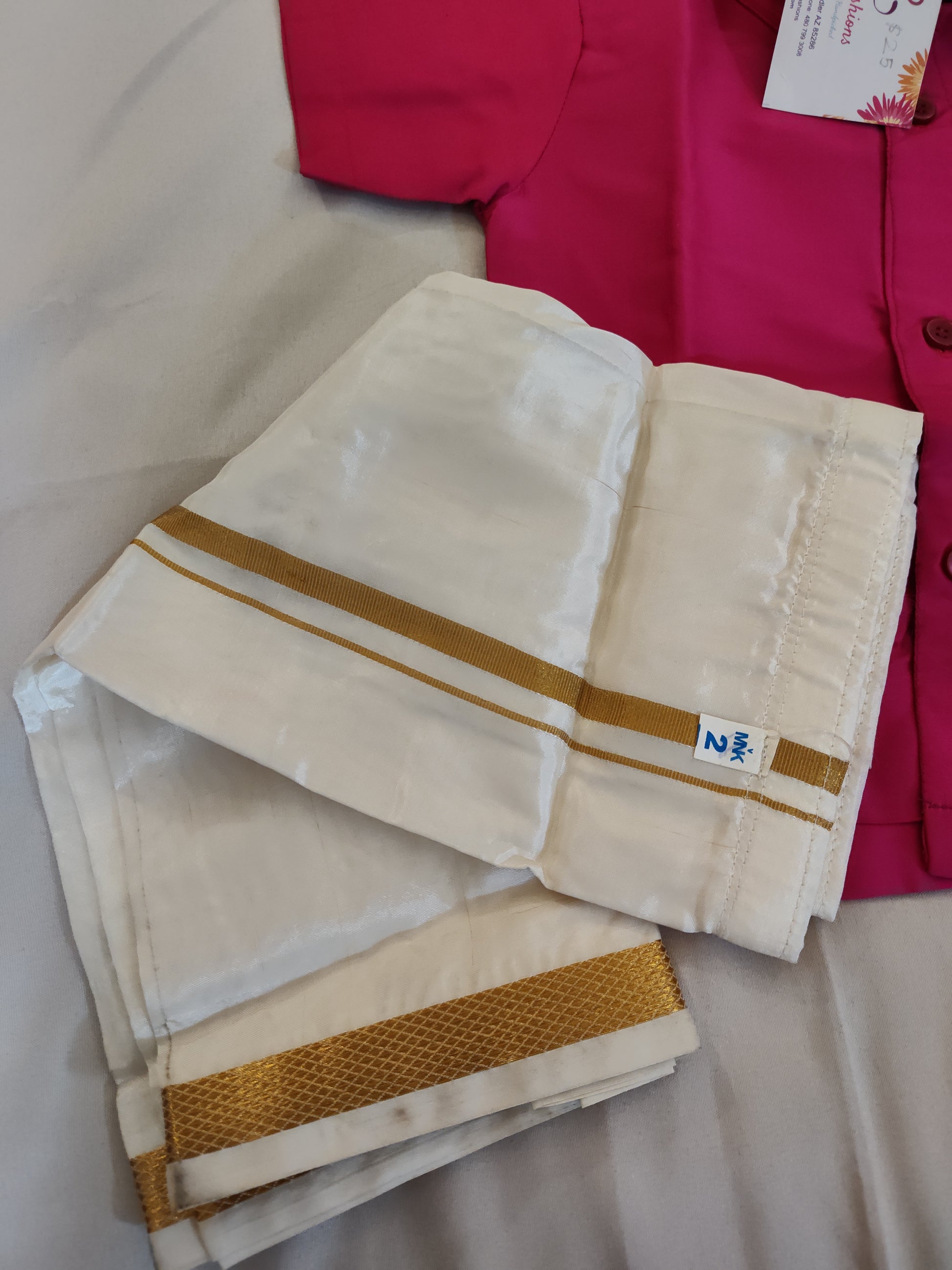 Gorgeous Pink Color Shirt With Dhoti Sets For Kids Near Me