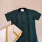 Pleasing Dark Green Color Shirt With Dhoti For Kids