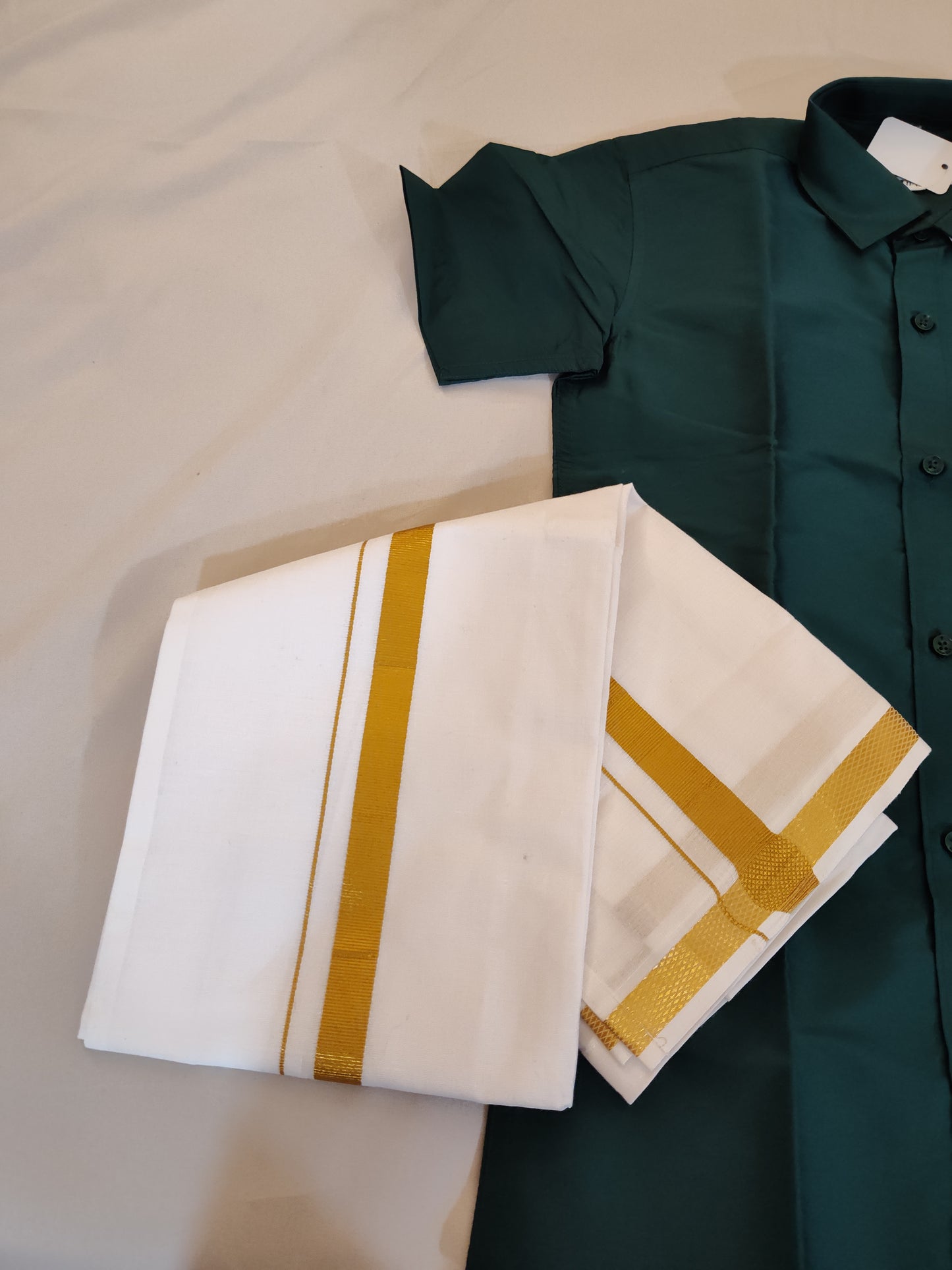 Pleasing Dark Green Color Shirt With Dhoti Near Me