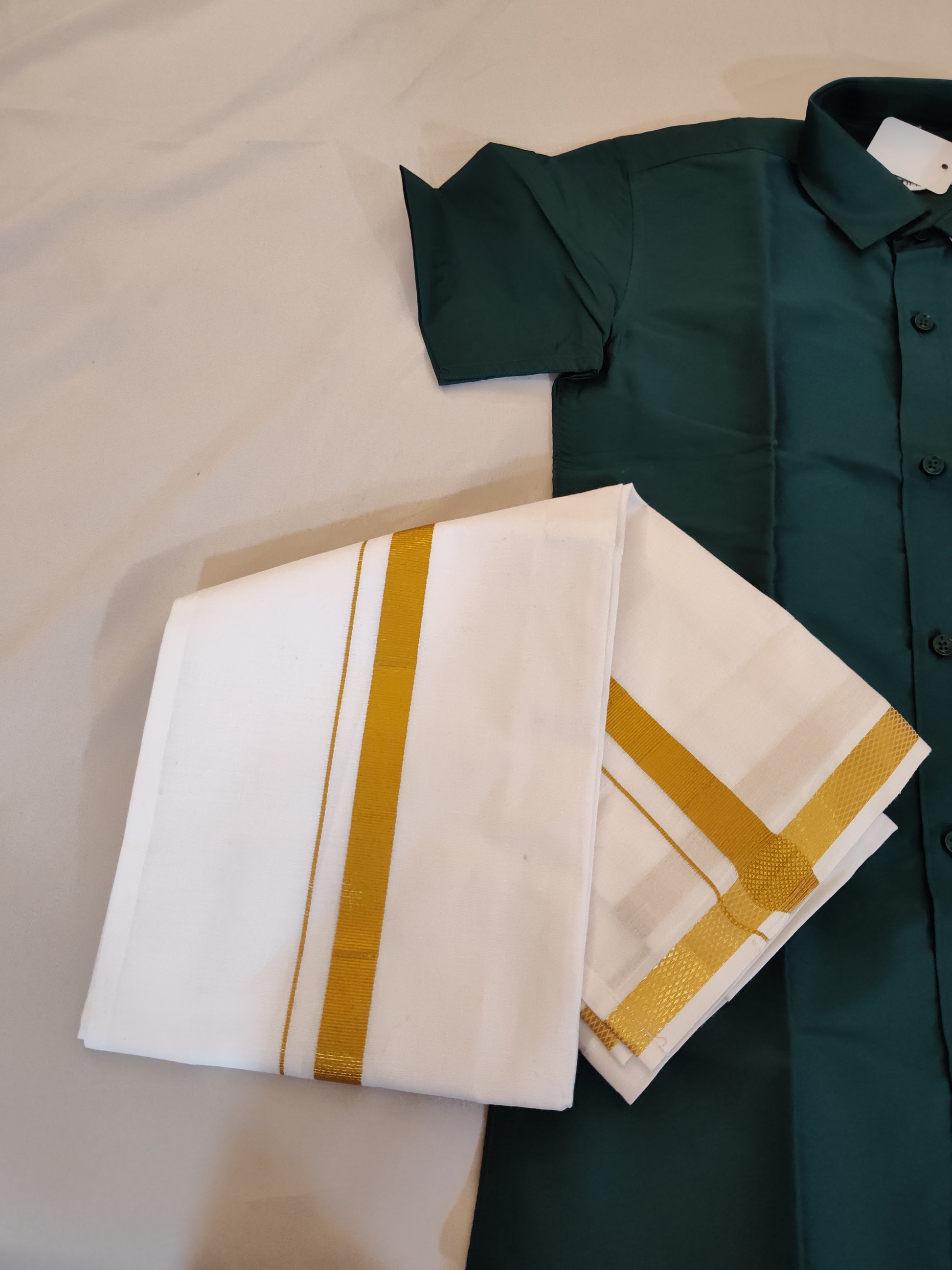 Pleasing Dark Green Color Shirt With Dhoti Near Me