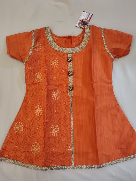 Alluring Orange Color Rayon Kurti With Printed Work For Women