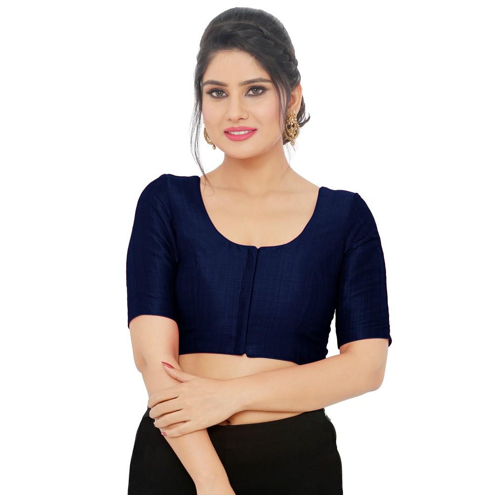 Gorgeous Dark Blue Color Designer Art Silk Readymade Blouse For Women