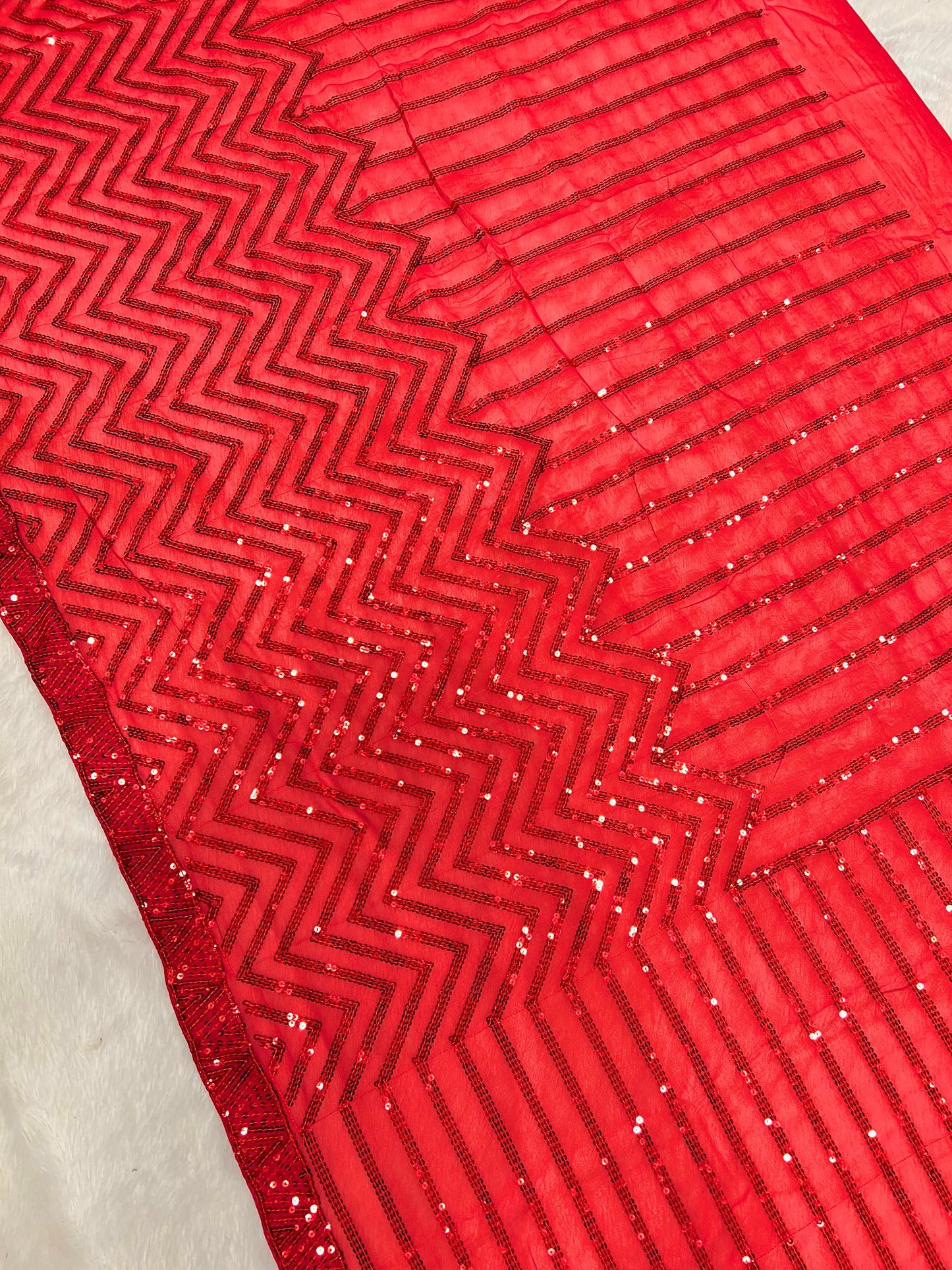 Glamorous Red Color Embroidery Work Saree In Tucson