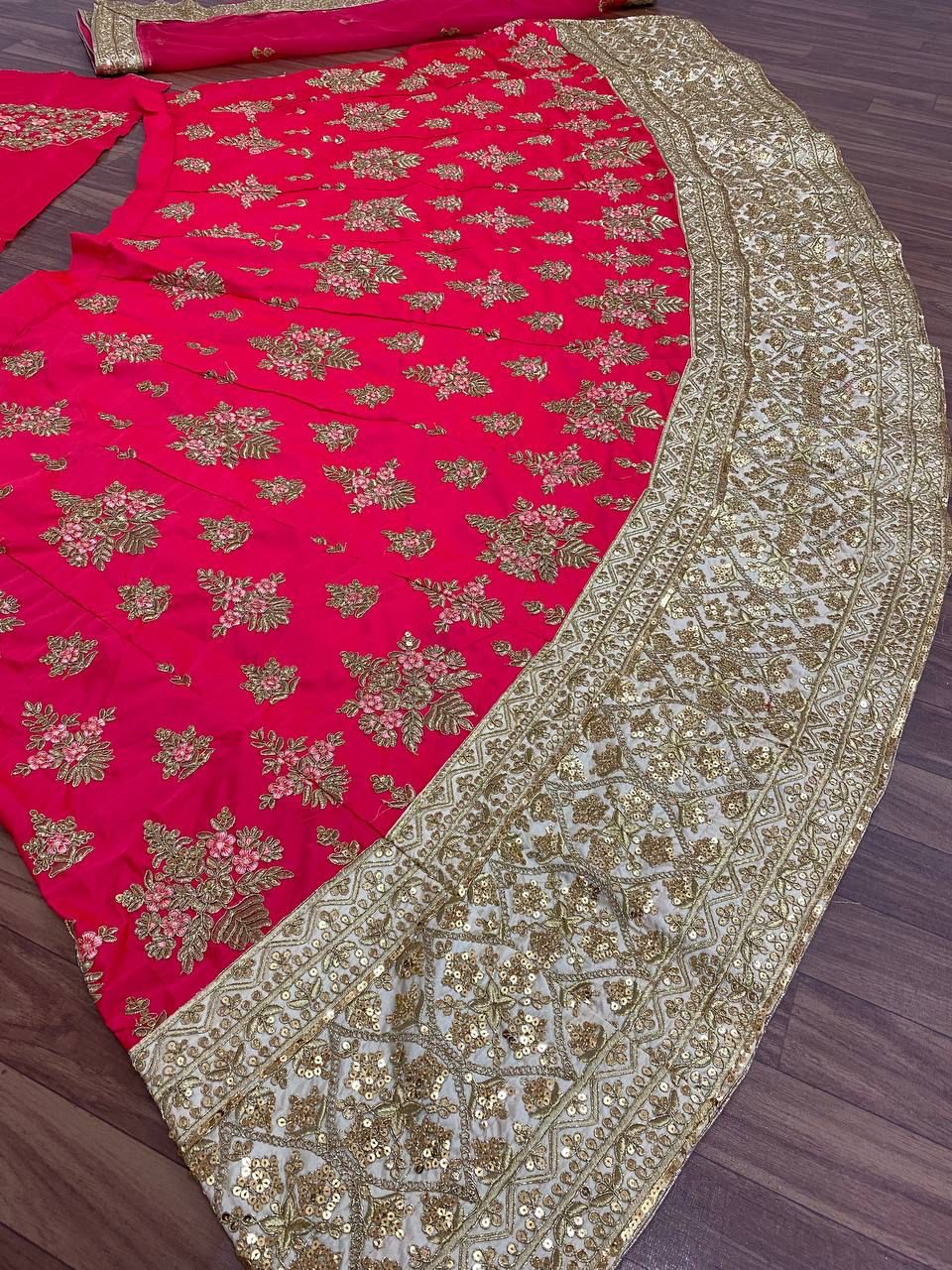 Beautiful Red Colored Malay Satin Lehenga Choli Near Me