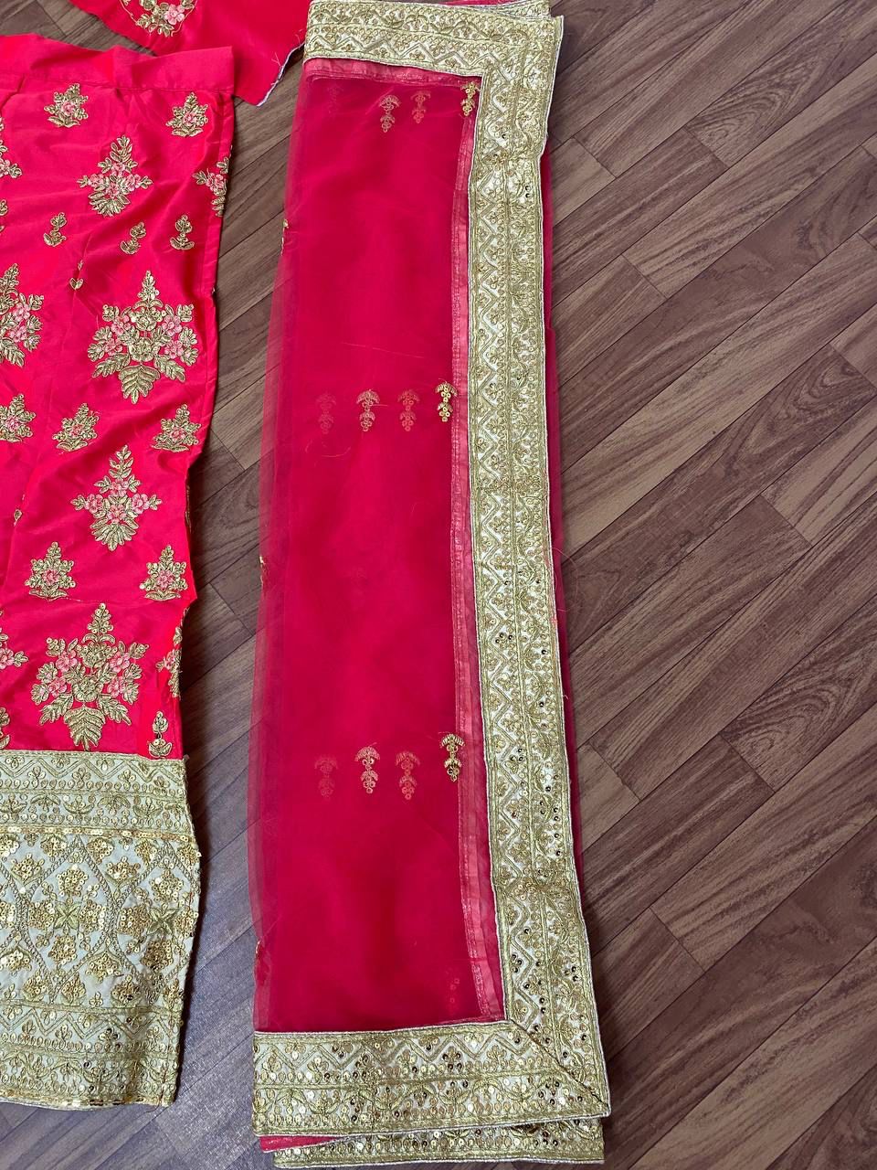 Red Colored Malay Satin With Embroidery Lehenga Choli In Arizona