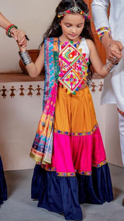 Pretty Multi Color Rayon Kids Garba Choli Sets Near Me
