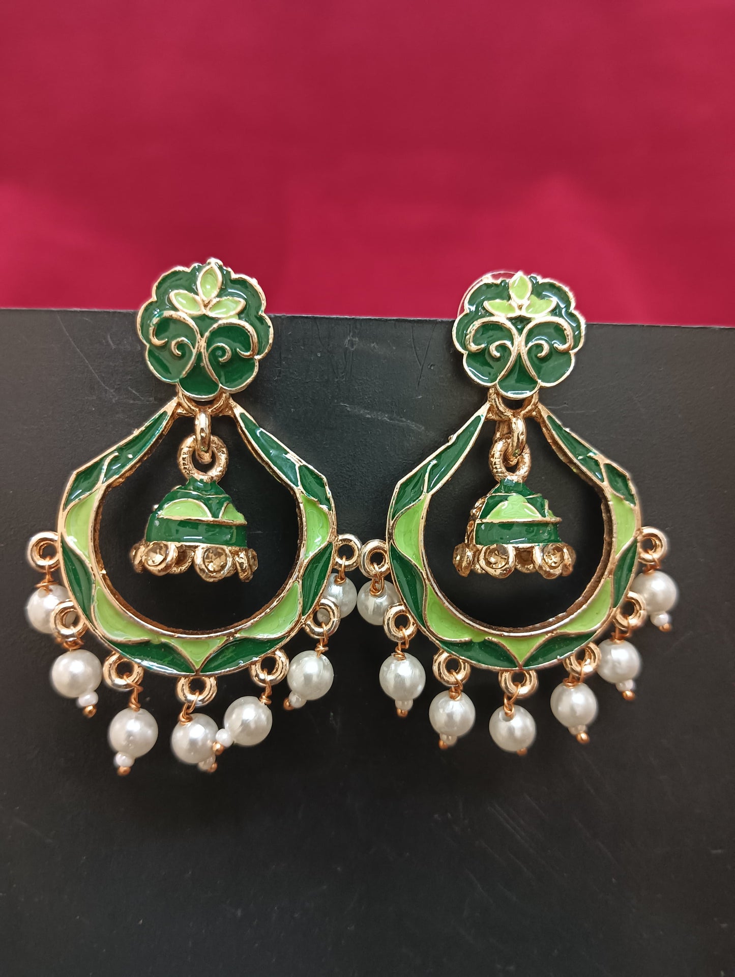 Elegant Multicolored Antique Gold Beats Design Earrings