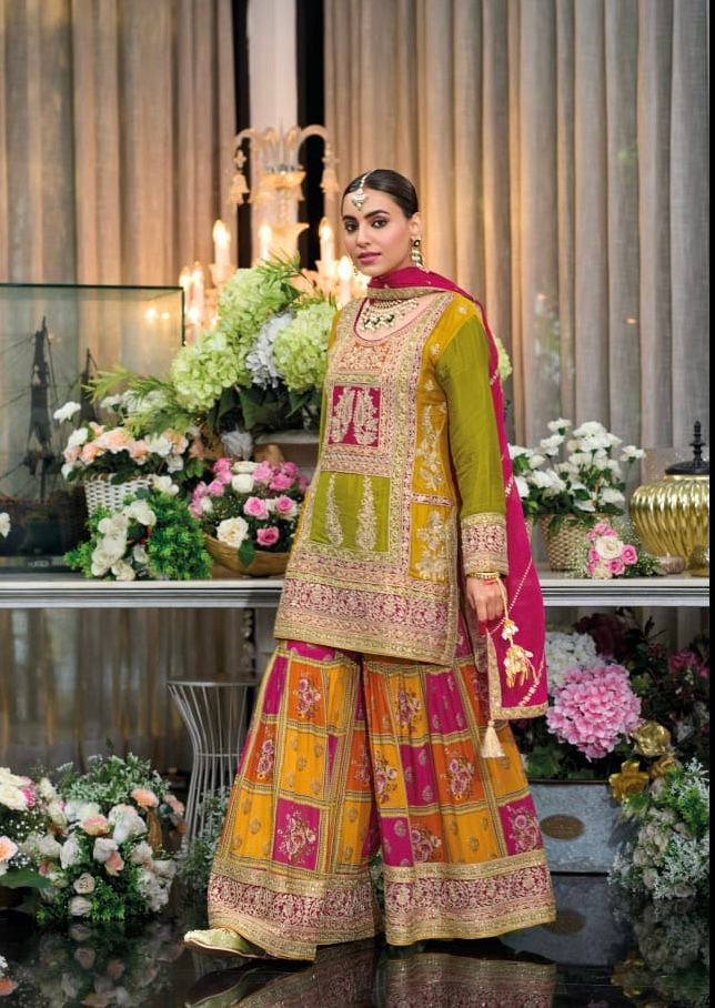 Charming Designer Lime Green Color Sharara Suits With Dupatta In Near Me