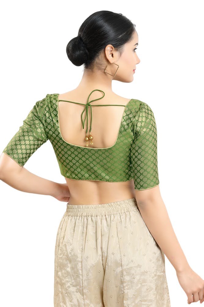 Exquisite Mehendi Green Color Brocade Readymade Blouse Near Me